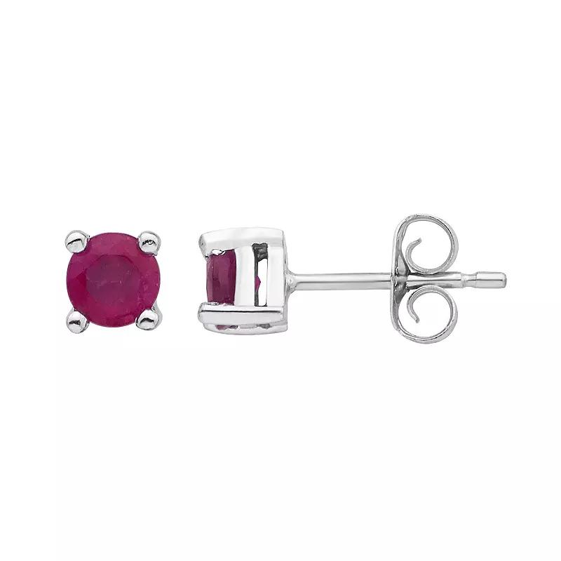 14k Gold Ruby Stud Earrings, Womens, White Product Image