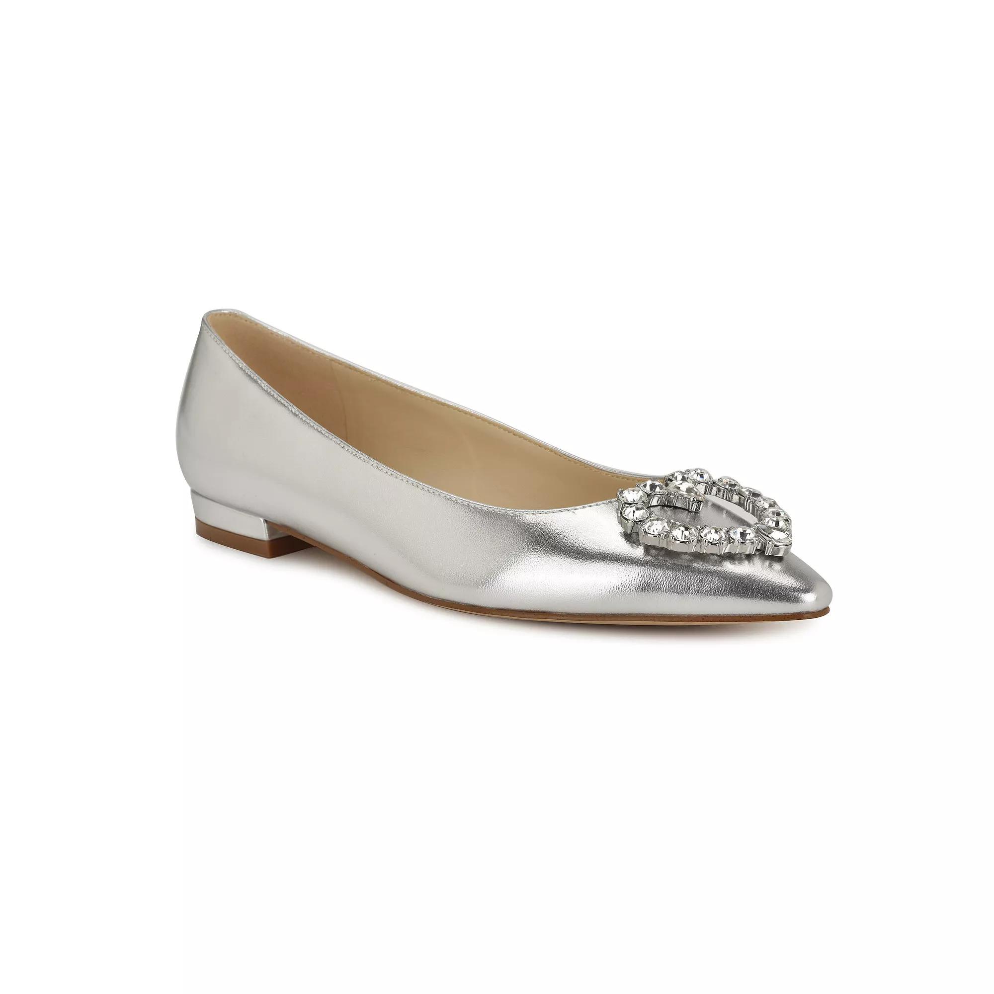 Nine West Hearts Women's Slip-On Pointy Toe Dress Flats, Size: 10, Silver Product Image