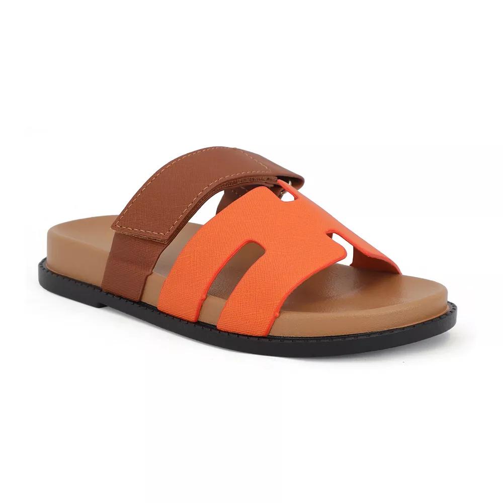 Yoki Nicole Women's Dual Tone Open-Toe Slide Sandals, Size: 6, Orange Product Image