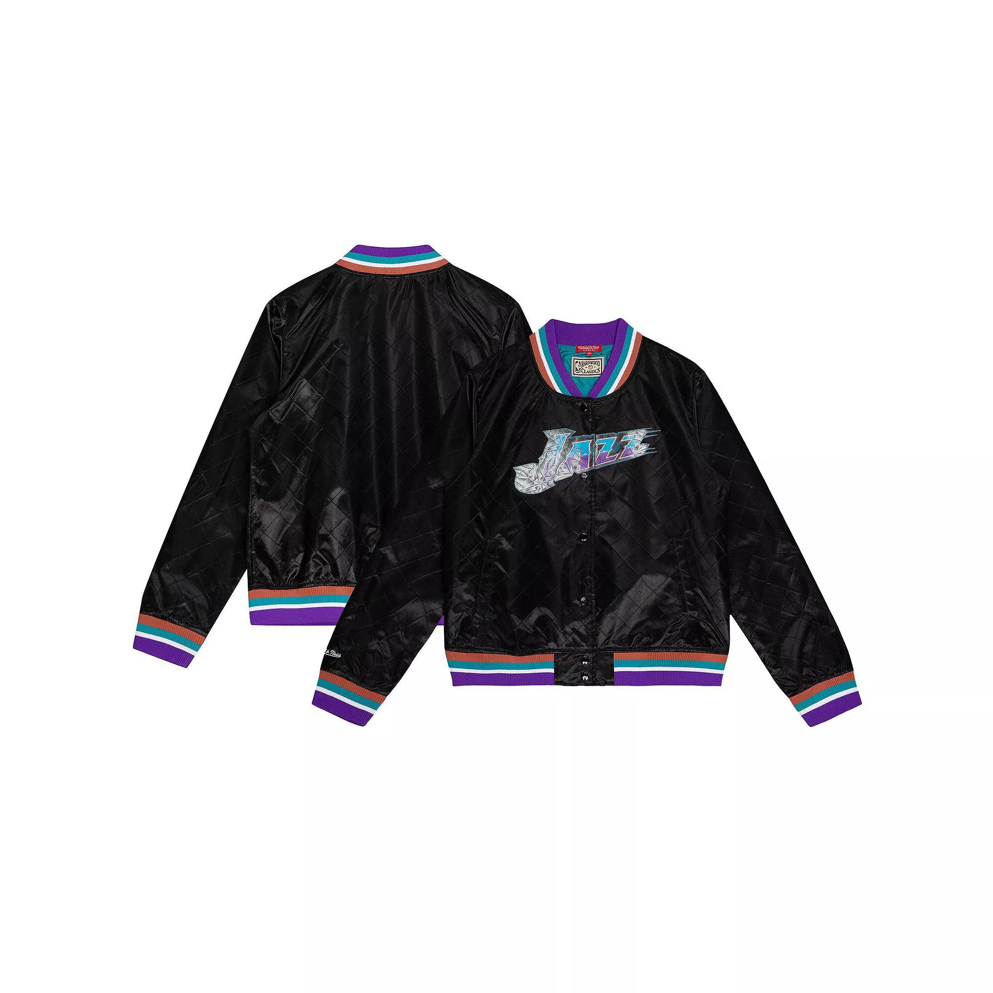 Women's Mitchell & Ness  Black Utah Jazz Hardwood Classics 75th Anniversary Full-Snap Jacket, Size: Large, Jaz Black Product Image