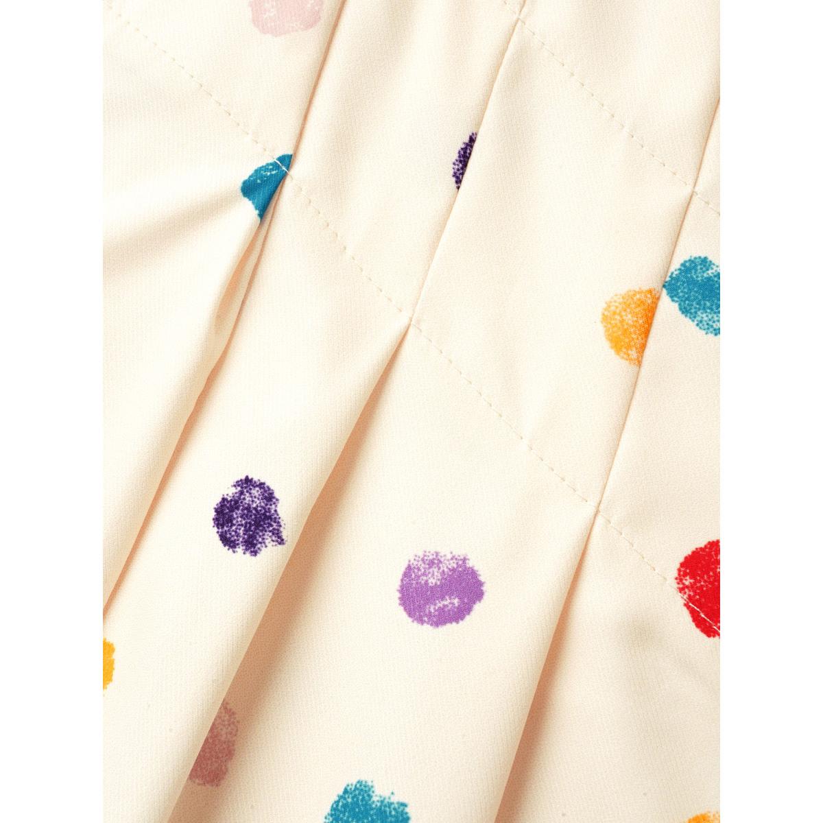 Plus Size Apricot Painted Polka Dot Adjustable Straps Jumpsuit Women Playful Sleeveless Non Casual Loose Jumpsuits BloomChic 12/L Product Image