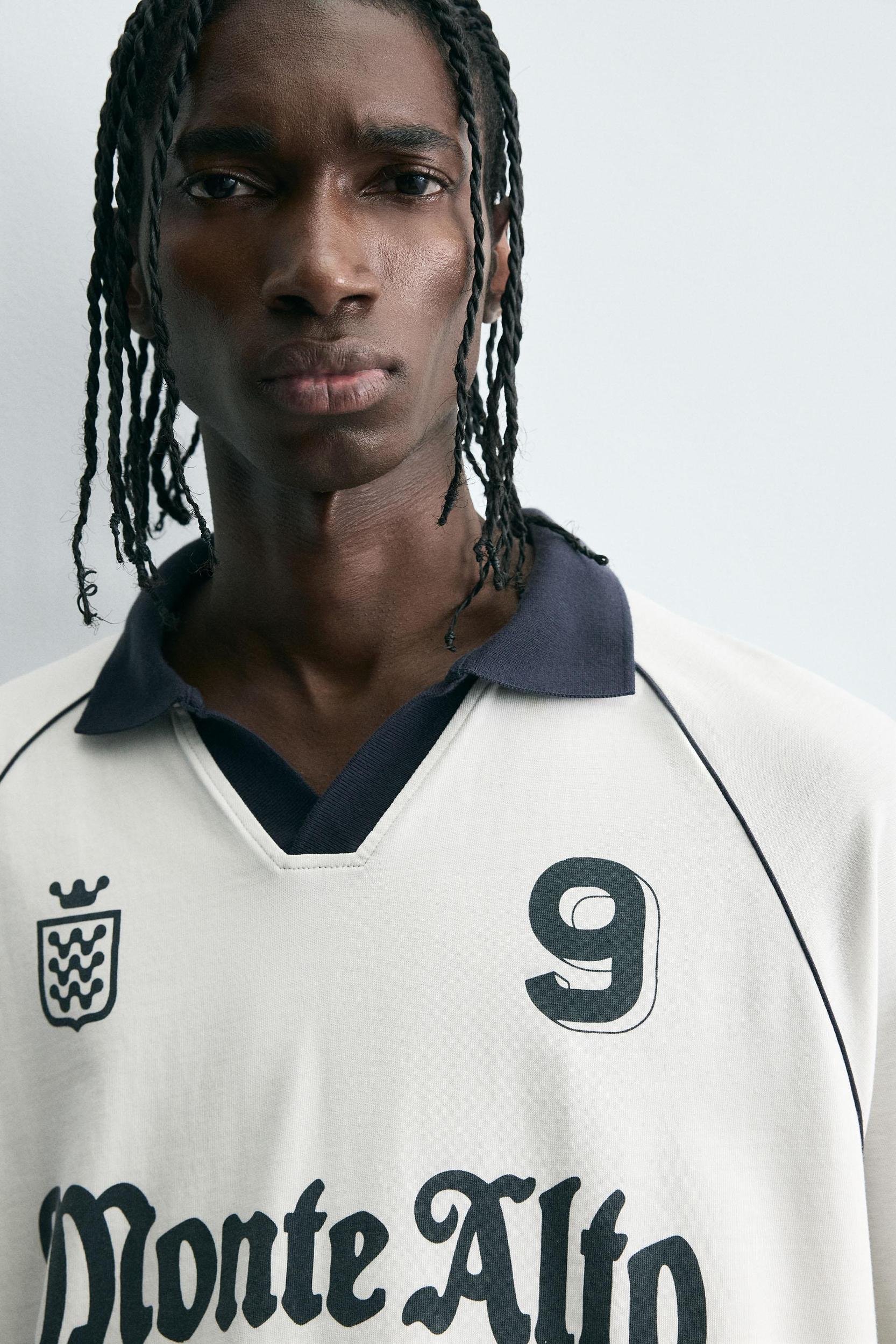 RETRO FOOTBALL PRINT POLO SHIRT Product Image