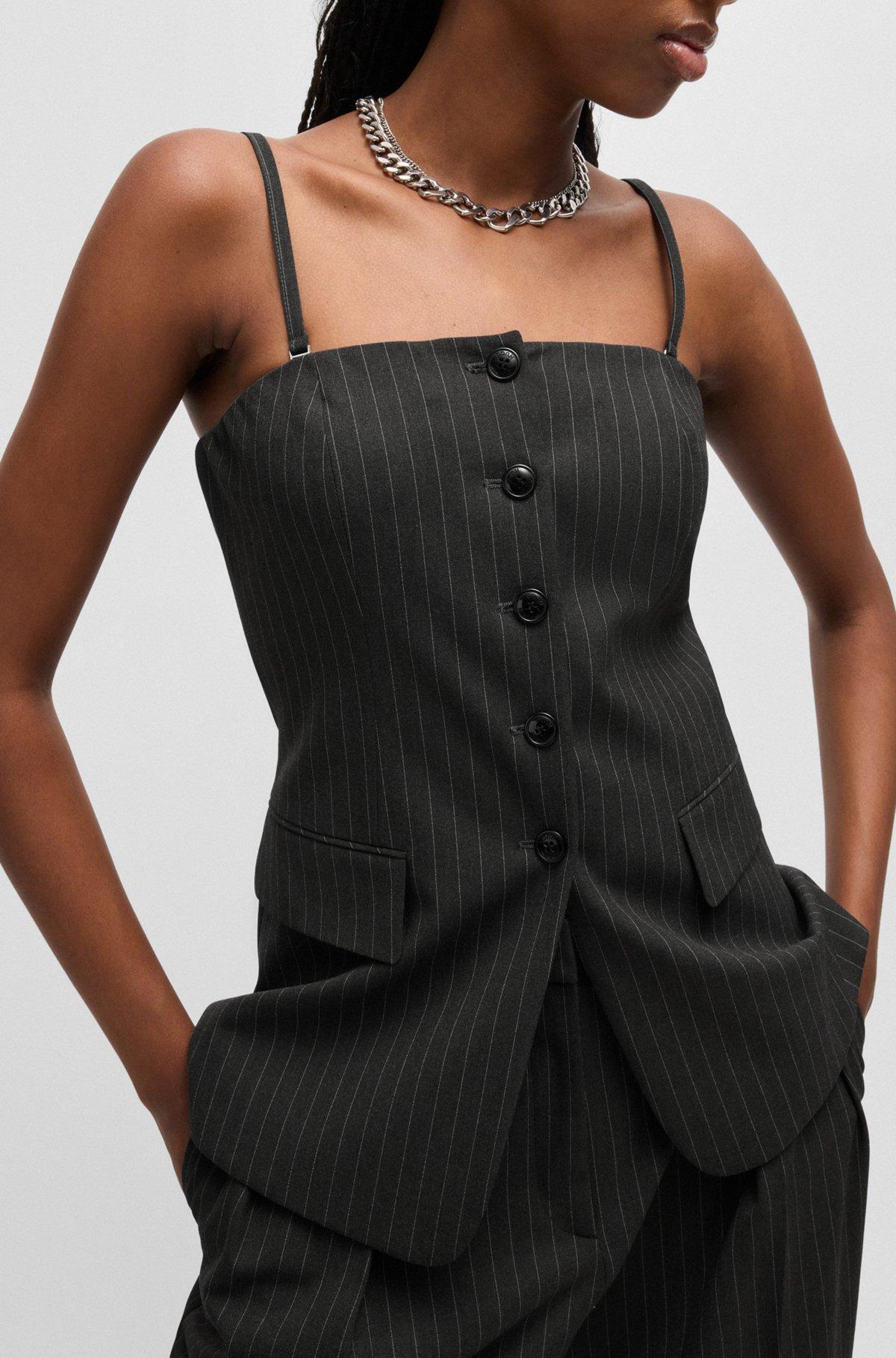 Regular-fit tailored vest in pinstripe stretch fabric Product Image