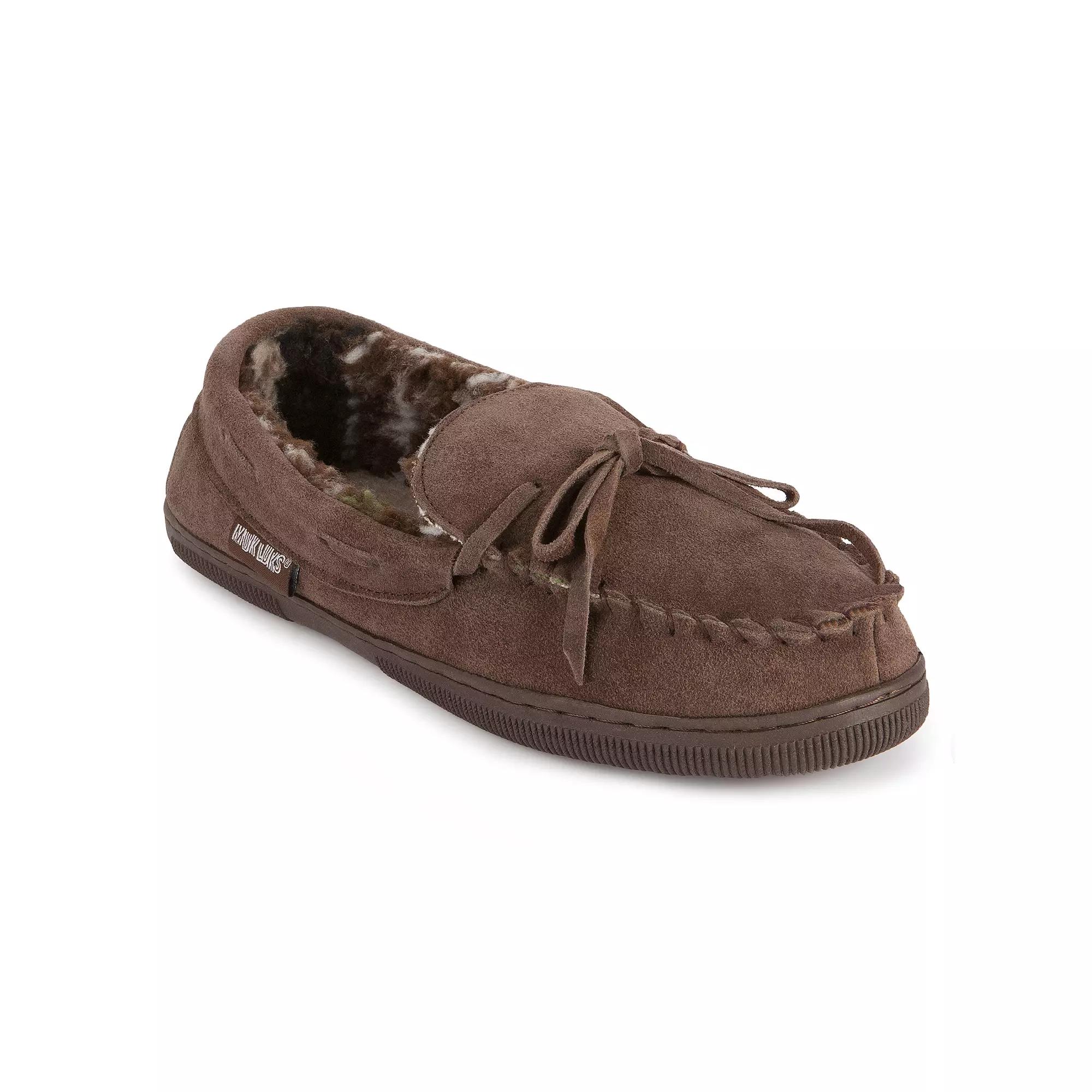 MUK LUKS Paul Men's Printed Berber Suede Moccasin Slippers,  Product Image
