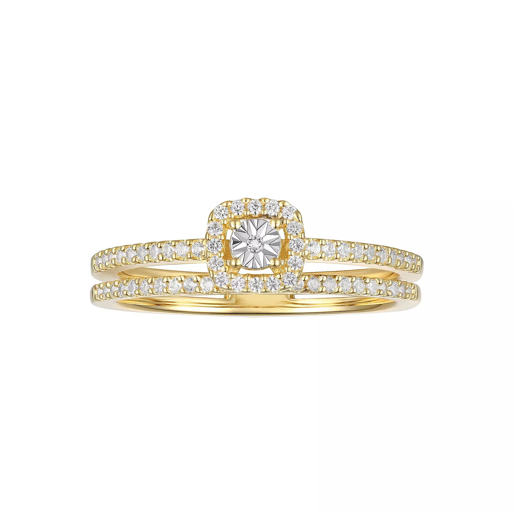 14k Gold Over Silver 1/4 Carat T.W. Diamond Ring, Womens Gold Tone Product Image