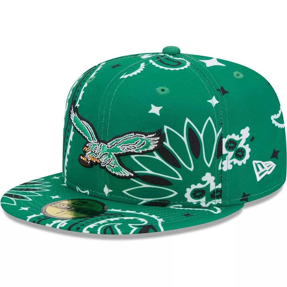 Men's New Era Kelly Green Philadelphia Eagles Throwback Paisley 59FIFTY Fitted Hat,  Product Image