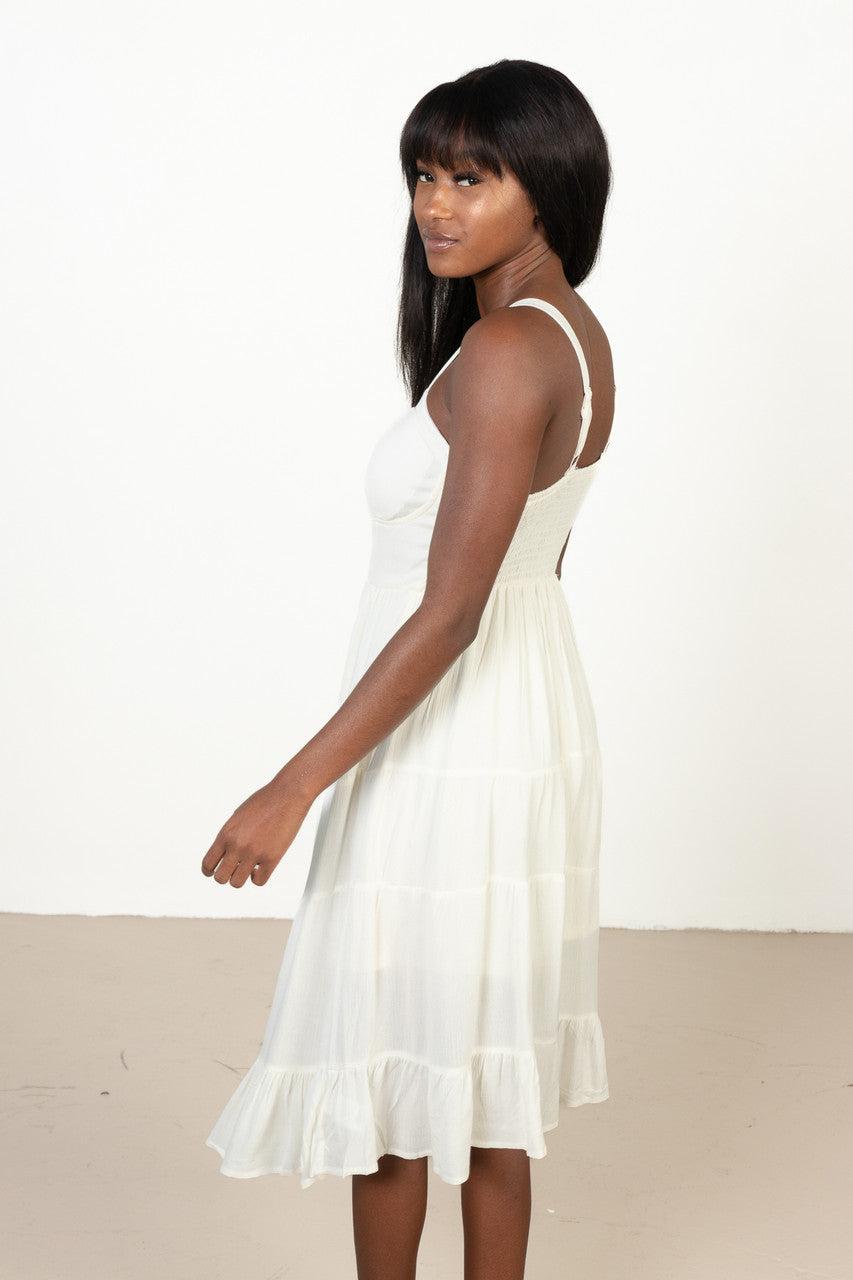 Ivory Satin Bustier Dress Product Image