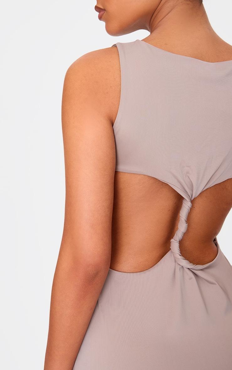 Tall Taupe Double Layer Twist Cut Out Back Mini Dress Product Image