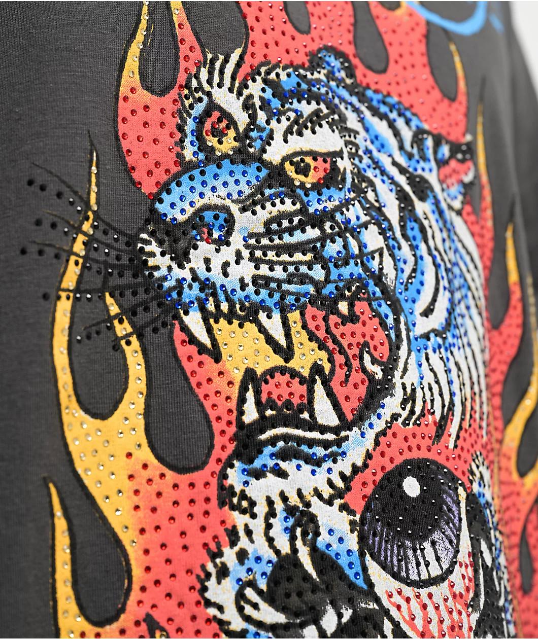 Ed Hardy Fire Tiger Charcoal T-Shirt Product Image
