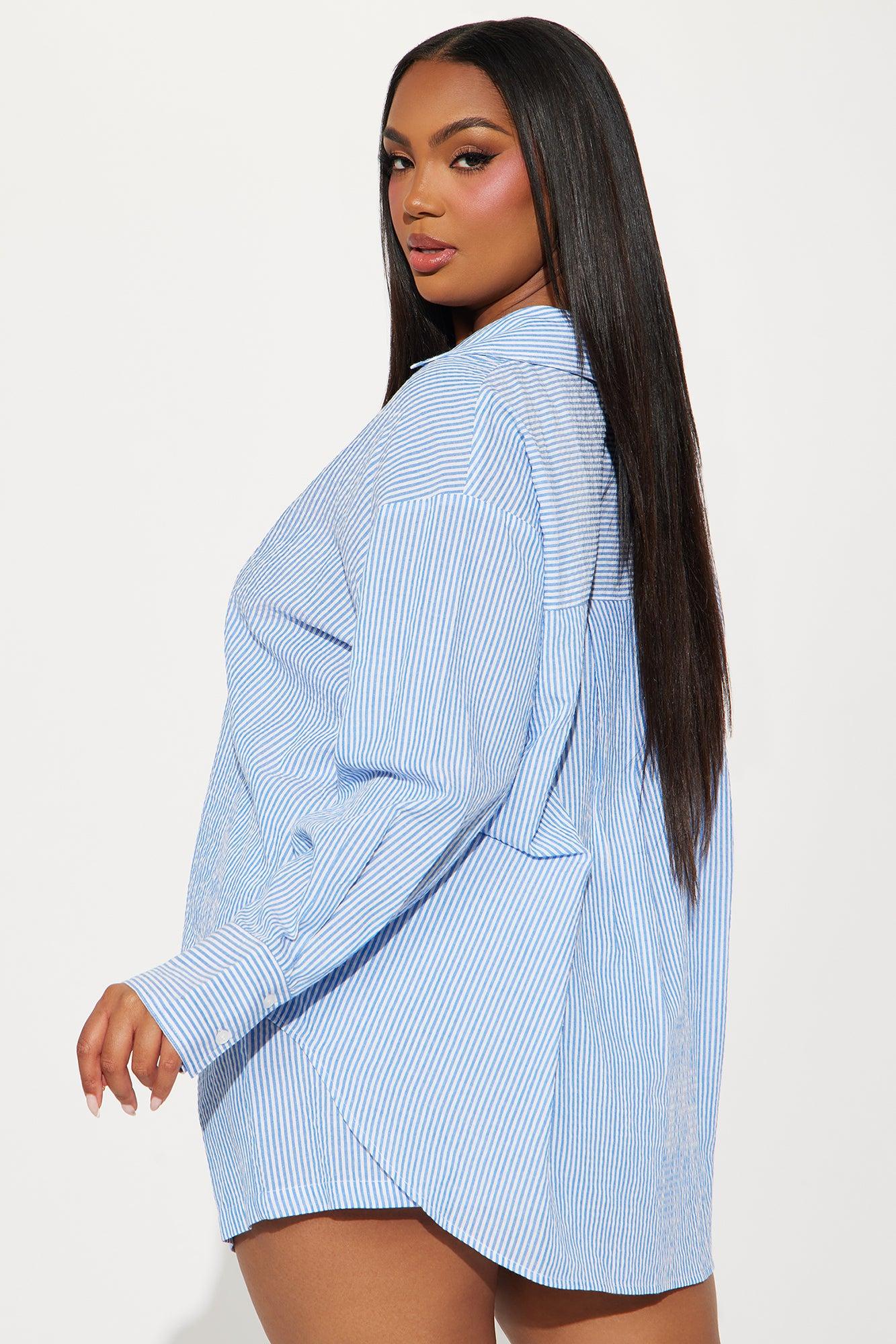 Sara Striped Short Set - Blue Product Image