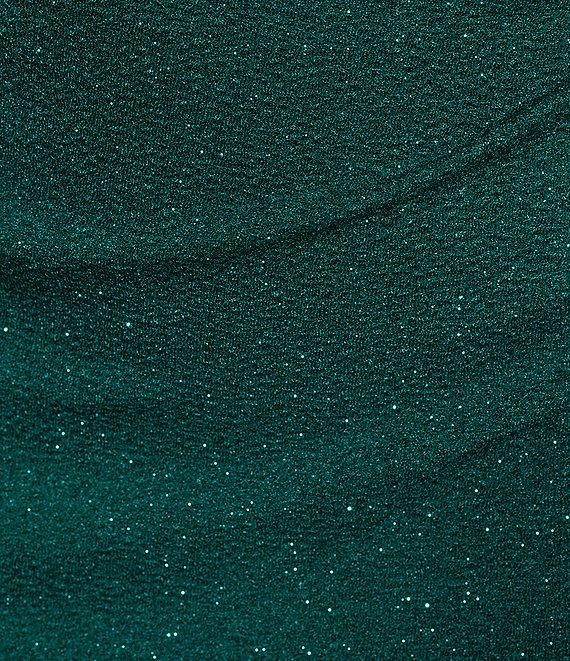 Midnight Doll Glitter Knit V-Neck Rhinestone Strap Side Slit Mini Dress Product Image