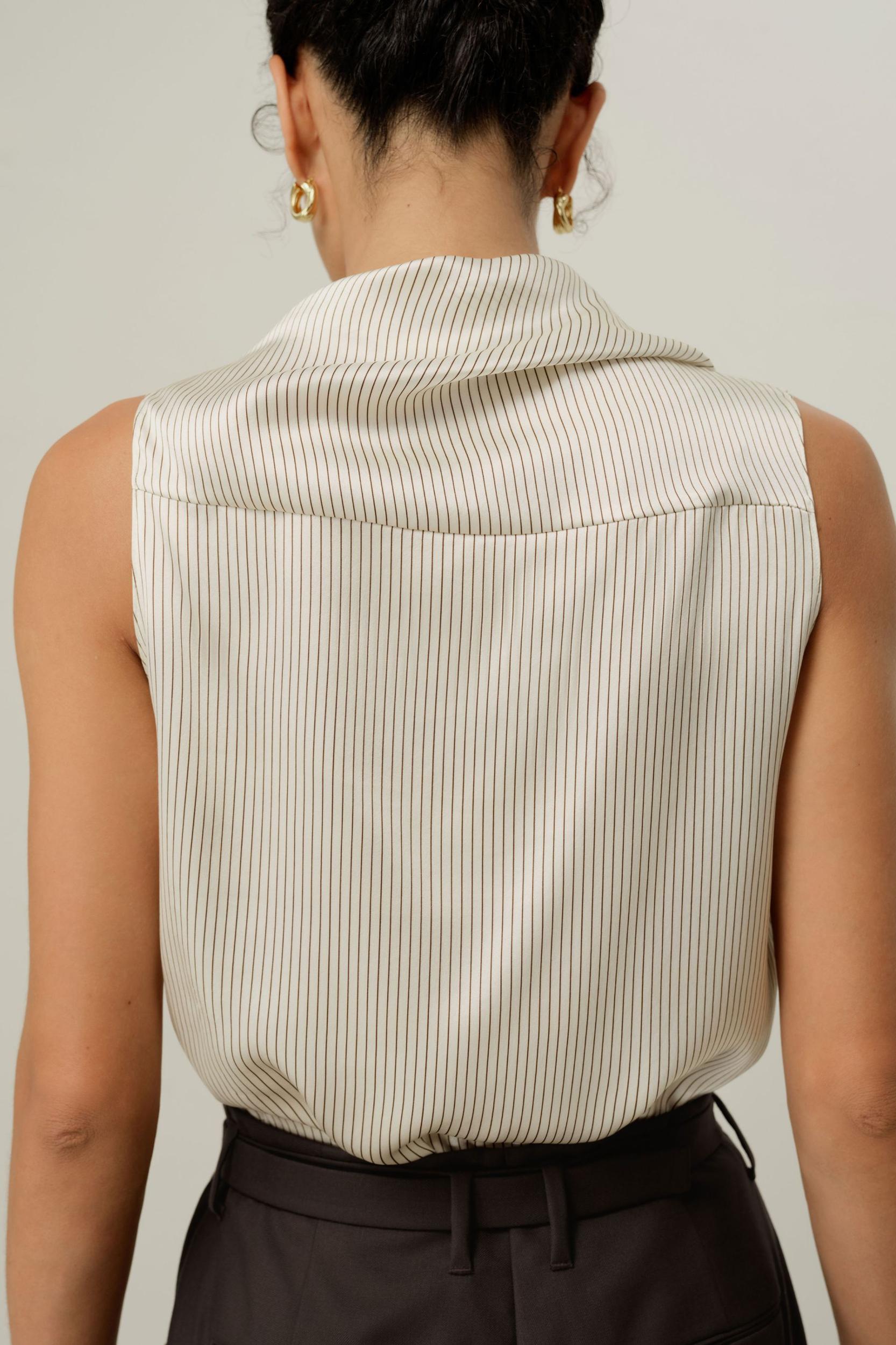 Asymmetric Silk Charmeuse Sleeveless Top Product Image