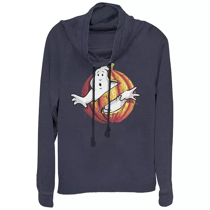 Juniors' Ghostbusters Halloween Logo Cowlneck Graphic Lightweight Long Sleeve, Girl's,  Product Image