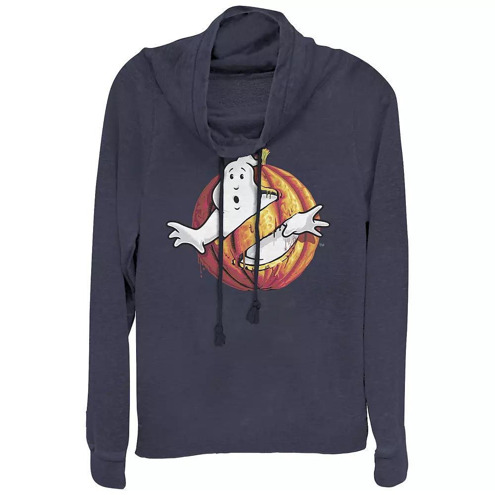 Juniors' Ghostbusters Halloween Logo Cowlneck Graphic Lightweight Long Sleeve, Girl's,  Product Image