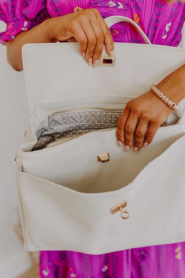 NYC Chic Faux Leather Tote in Ivory Product Image