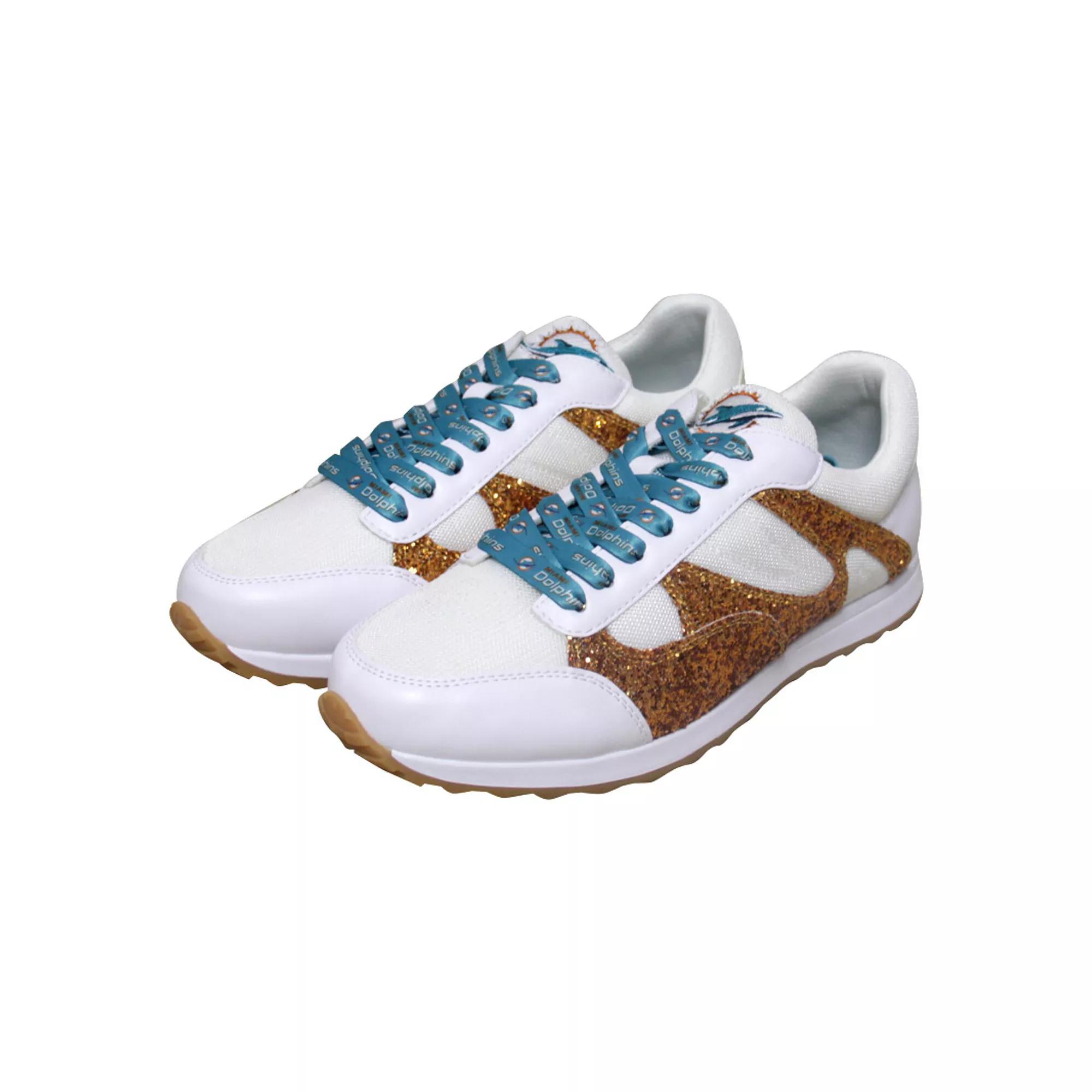 Women's Cuce  Orange Miami Dolphins Glitter Sneakers, Size: 6 Product Image