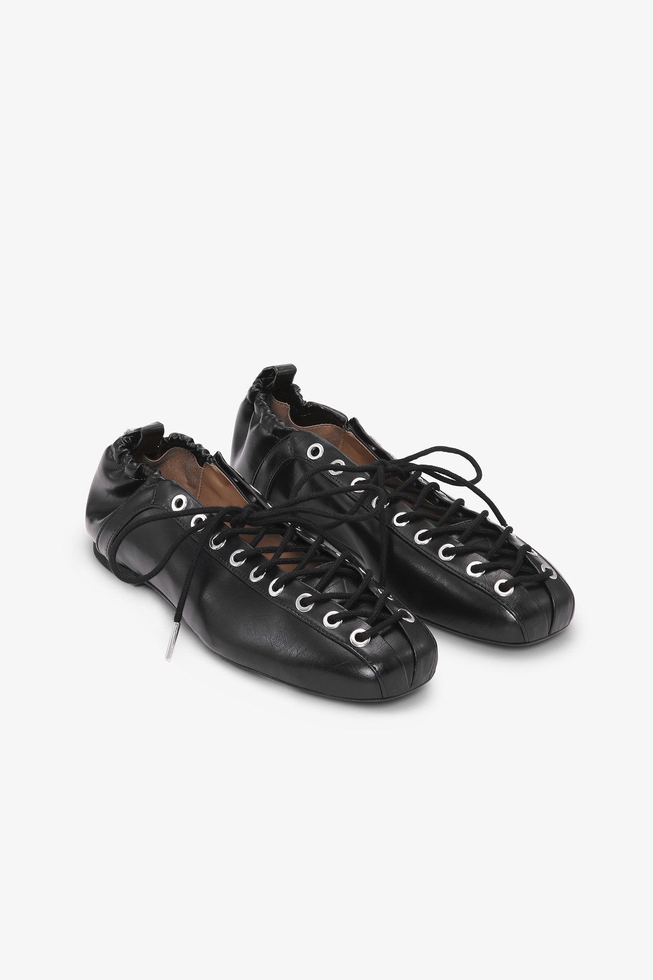 Black Oleatex Lace-Up Ballerinas Product Image
