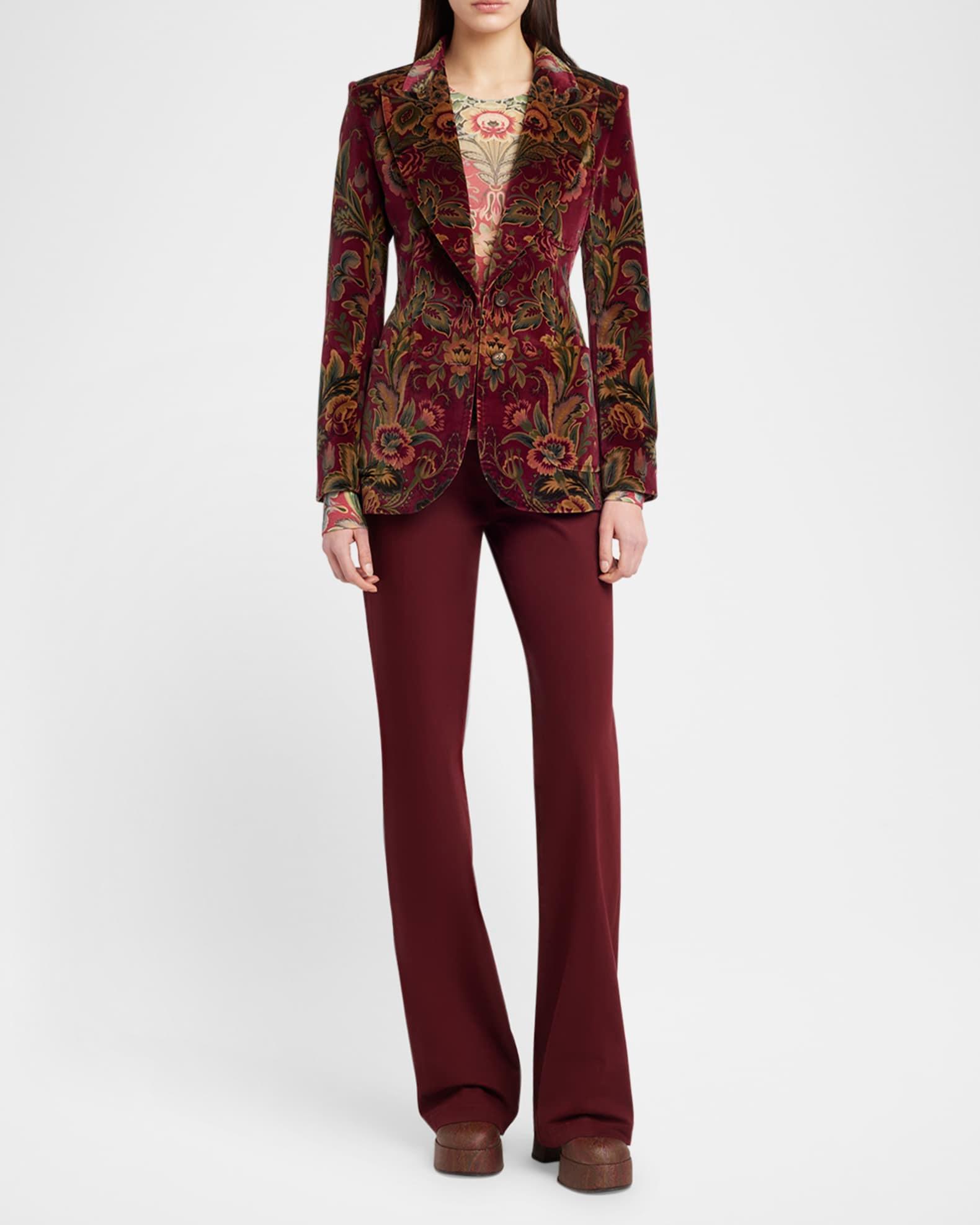 Floral Velvet Single-Breasted Jacket Product Image
