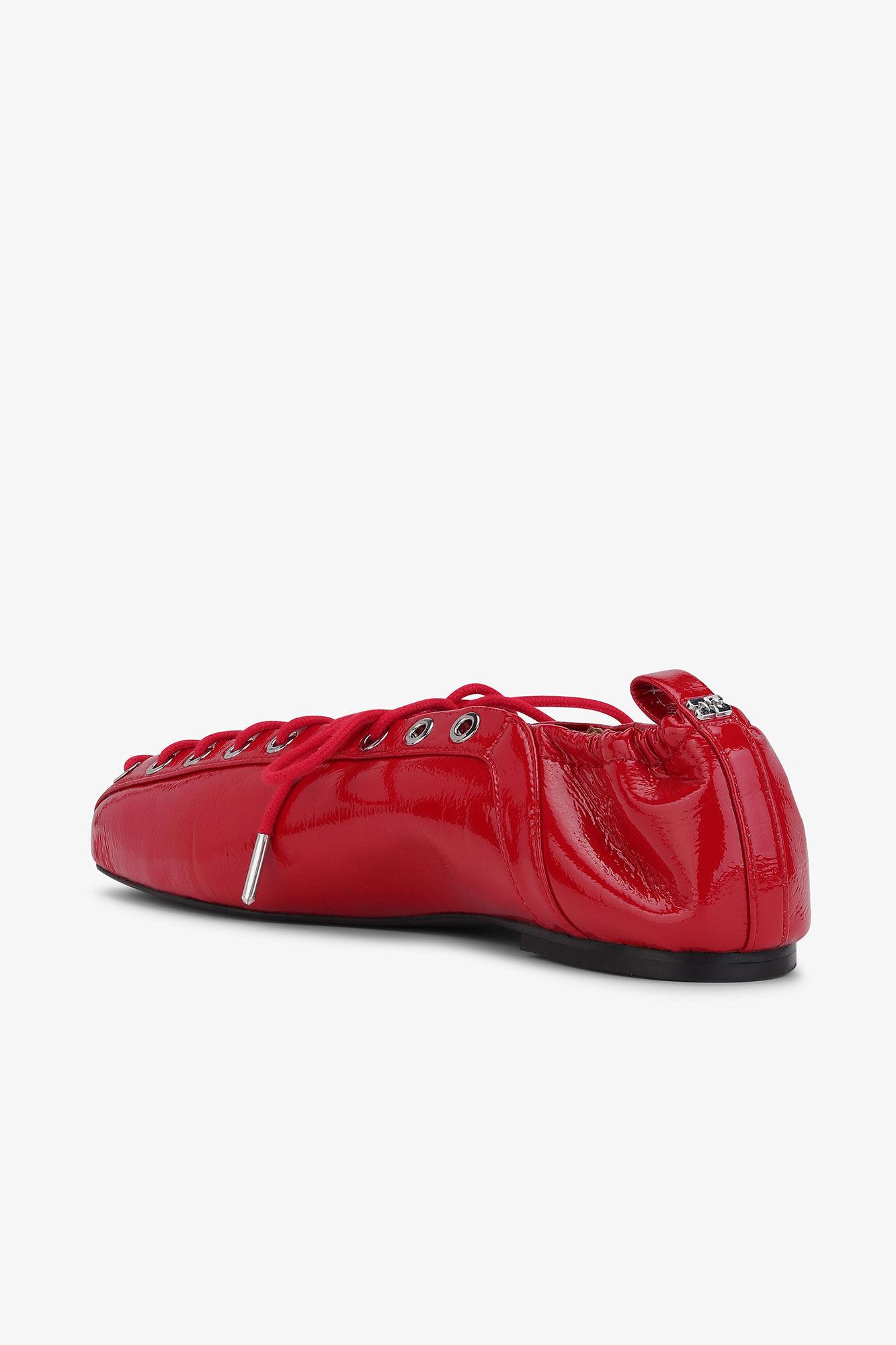 Red Lace-Up Ballerinas Product Image