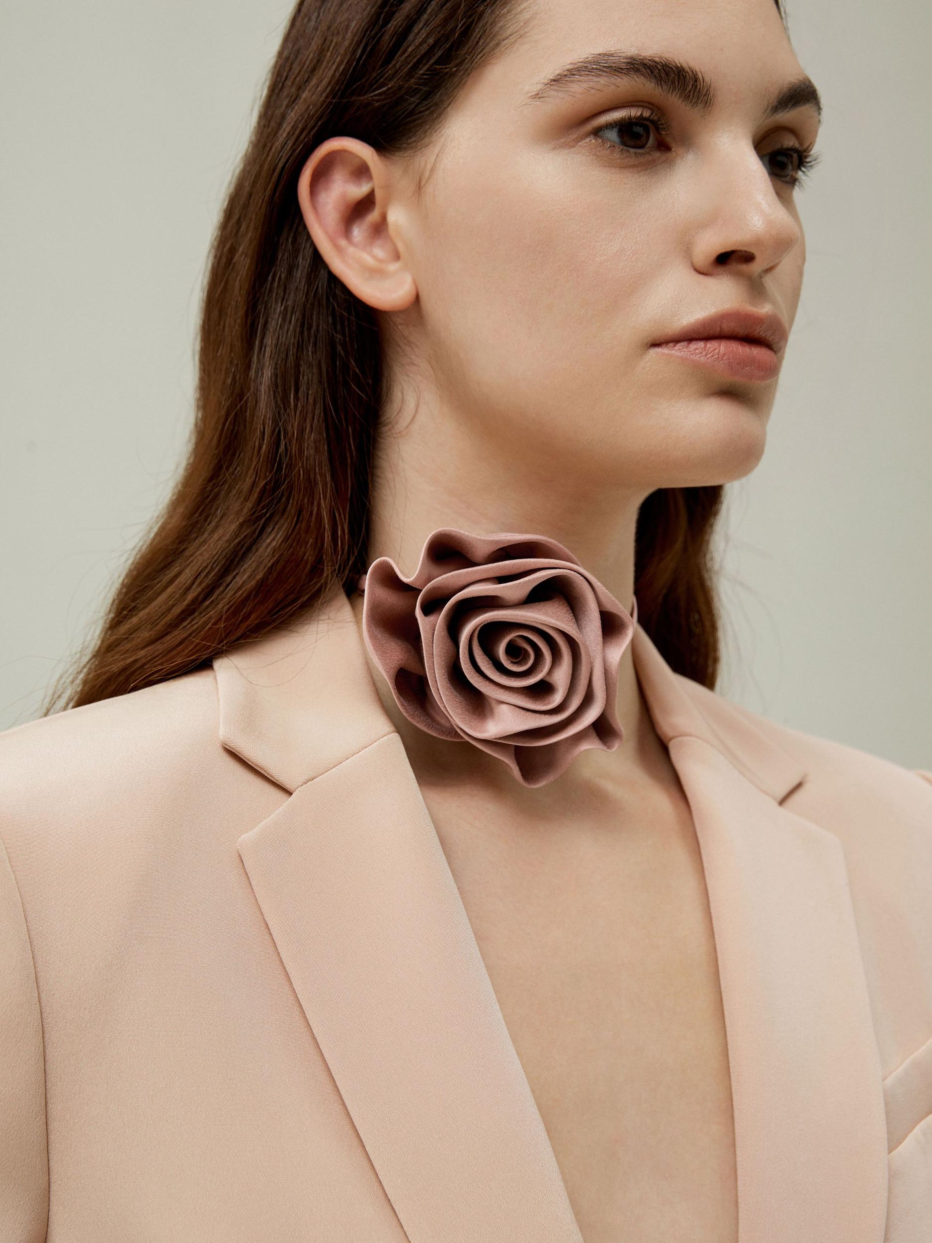 Rosette Silk Collar Necklace Product Image