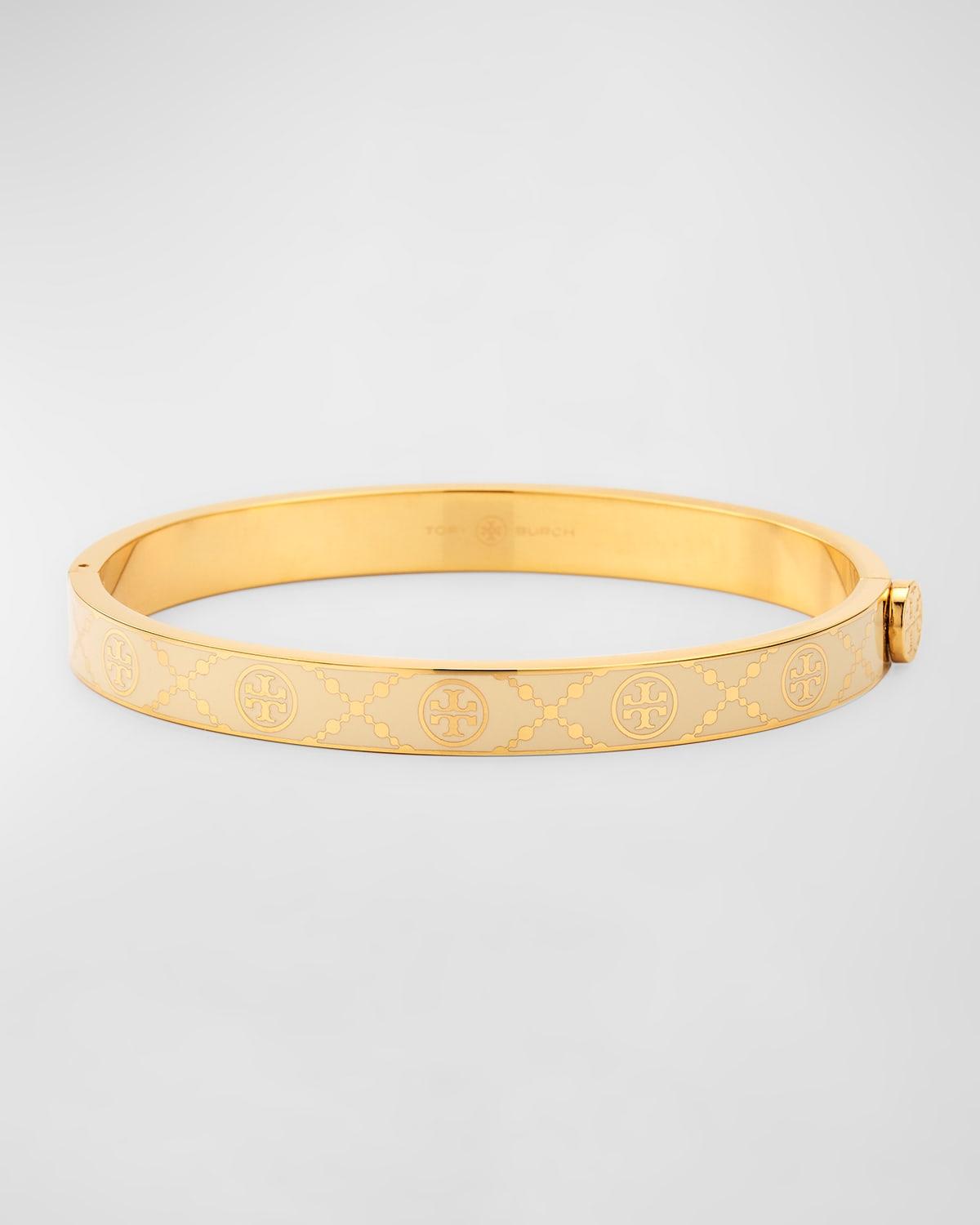 Womens T Monogram Goldtone & Enamel Hinged Bangle Product Image