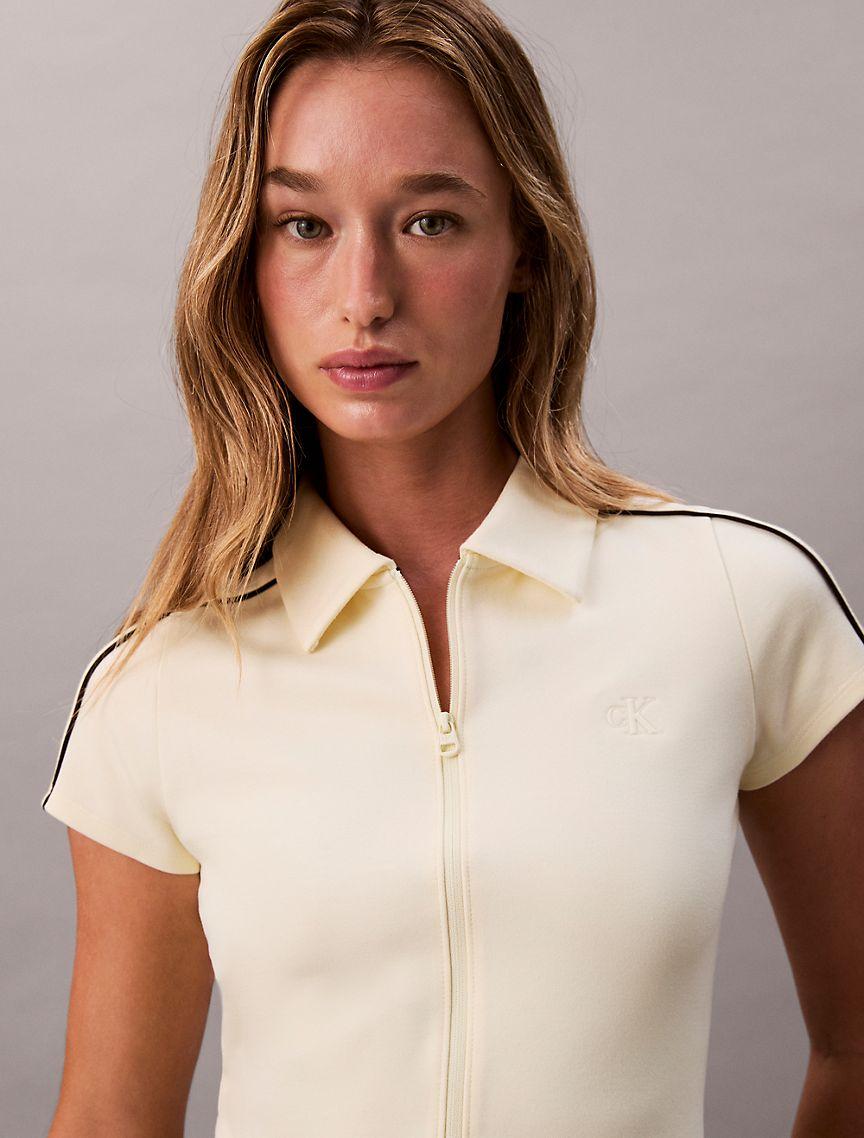 Tech Knit Cropped Polo Shirt Product Image