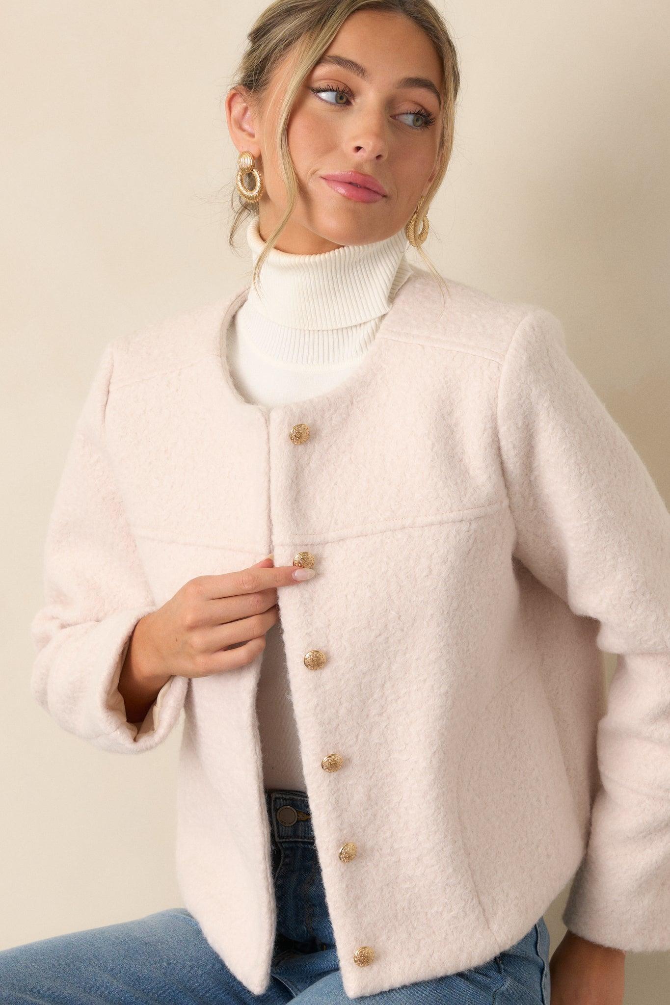 In My Heart Ivory Bouclé Jacket Product Image