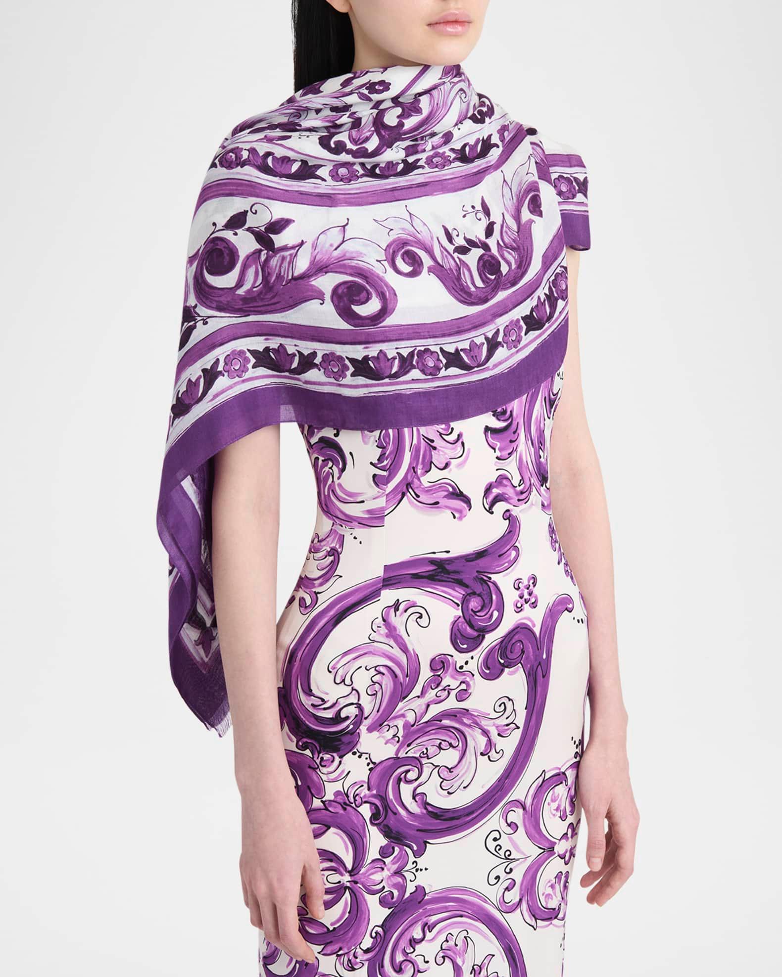 Majolica-Print Foulard Scarf Product Image