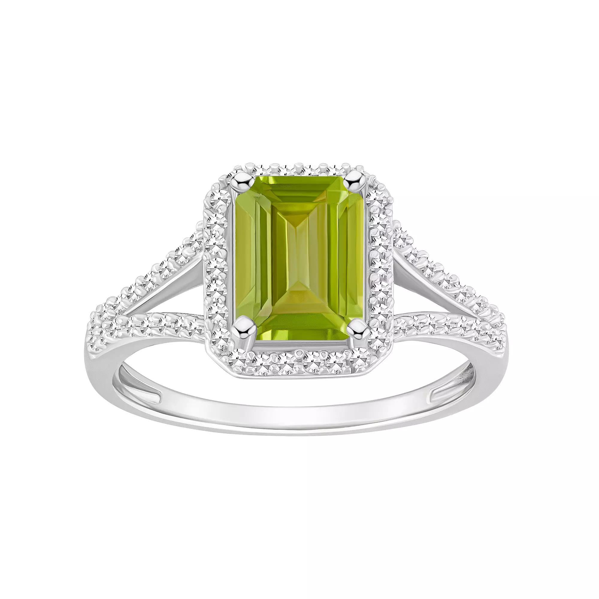 Celebration Gems Sterling Silver Gemstone & 1/4 Carat T.W. Diamond Halo Ring, Women's,  Product Image