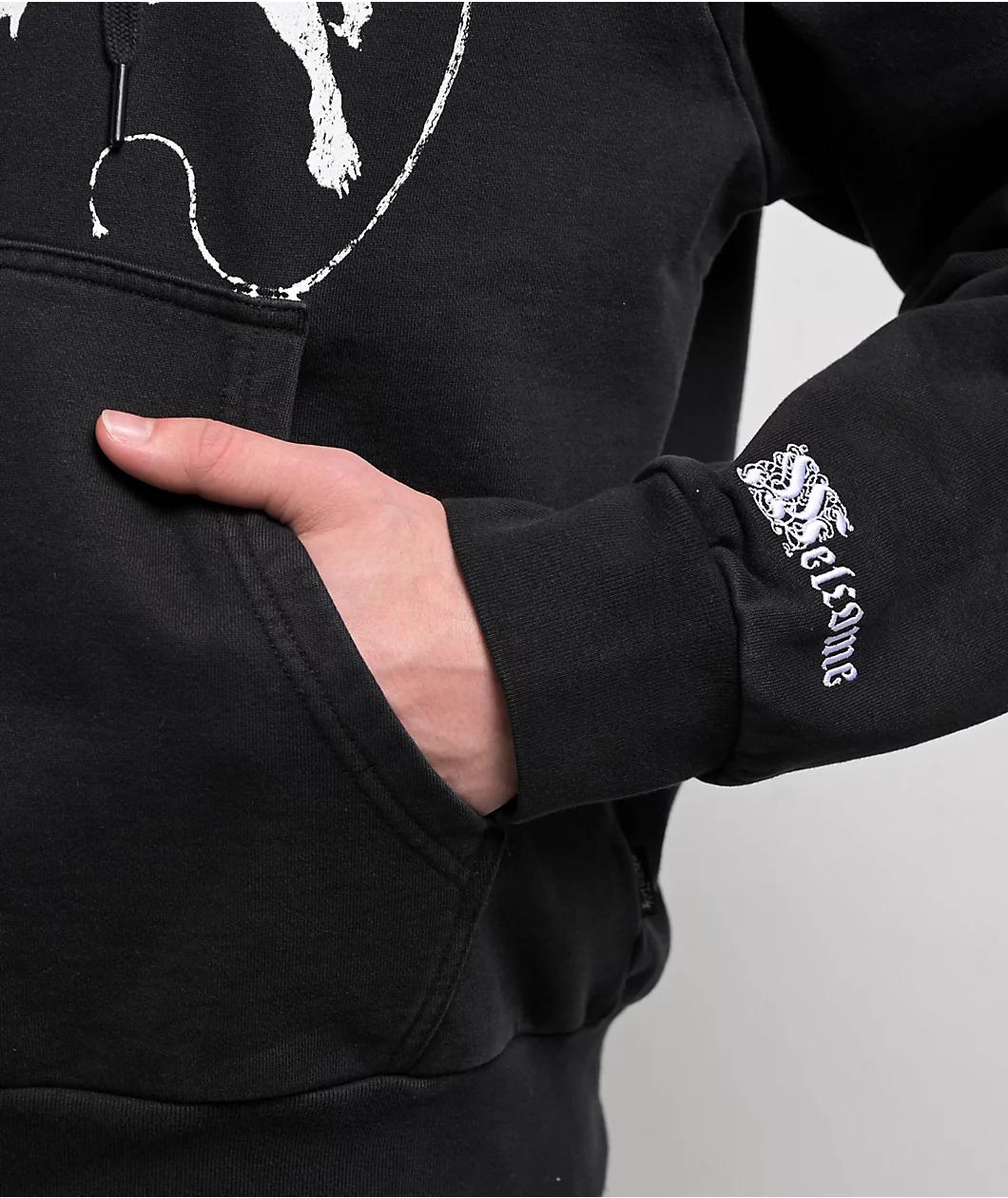 Welcome Duality Black Wash Crop Zip Hoodie Product Image