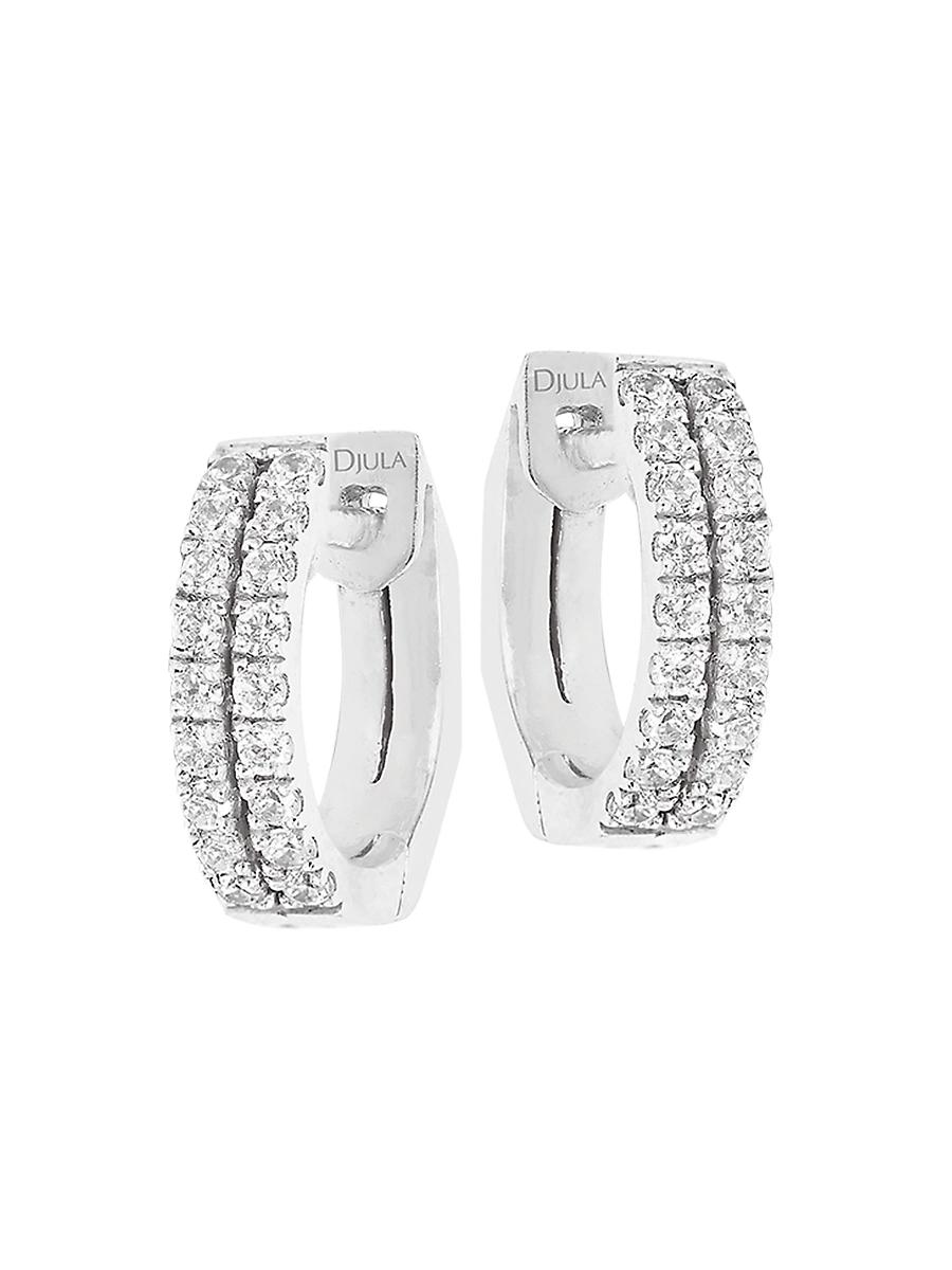 Womens Graphique 18K White Gold & 0.21 TCW Diamond Hoop Earrings Product Image