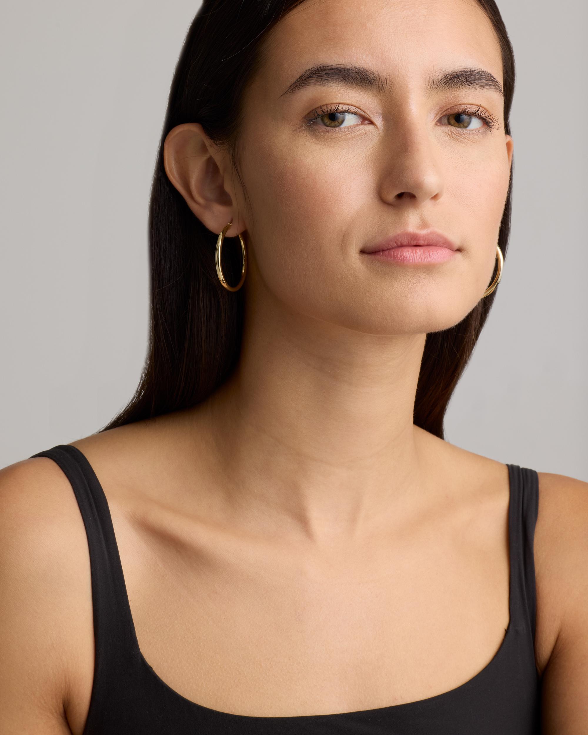 Quince | Women's 14K Gold 3mm Tube Hoop Earrings Product Image