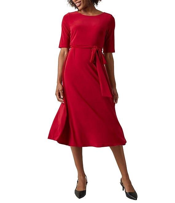 Kasper Fit And Flare Crew Neck Short Sleeve Midi Dress Product Image