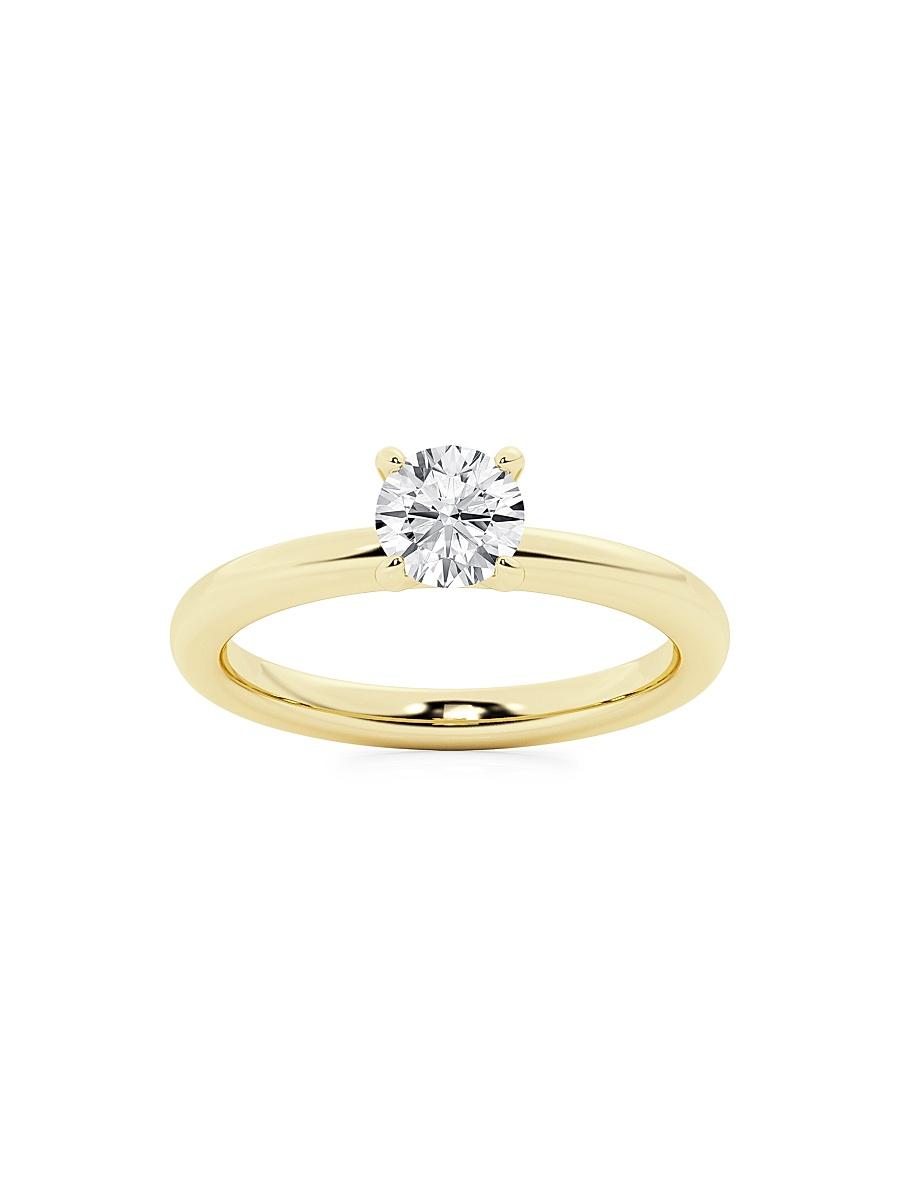 Womens 14K Yellow Gold & Round Natural Diamond Solitaire Ring/0.75-2.00 TCW Product Image