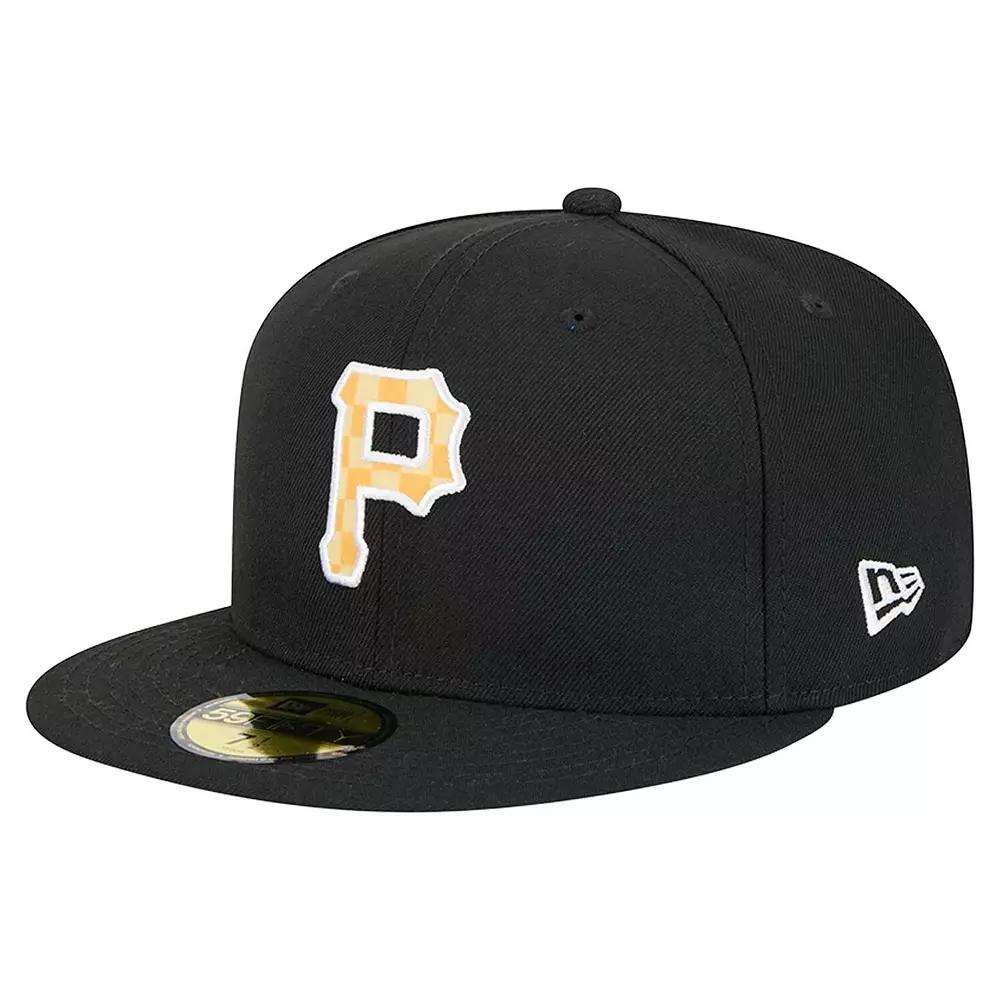 Men's New Era Black Pittsburgh Pirates Checkered Undervisor 59FIFTY Fitted Hat, Size: 7 Product Image