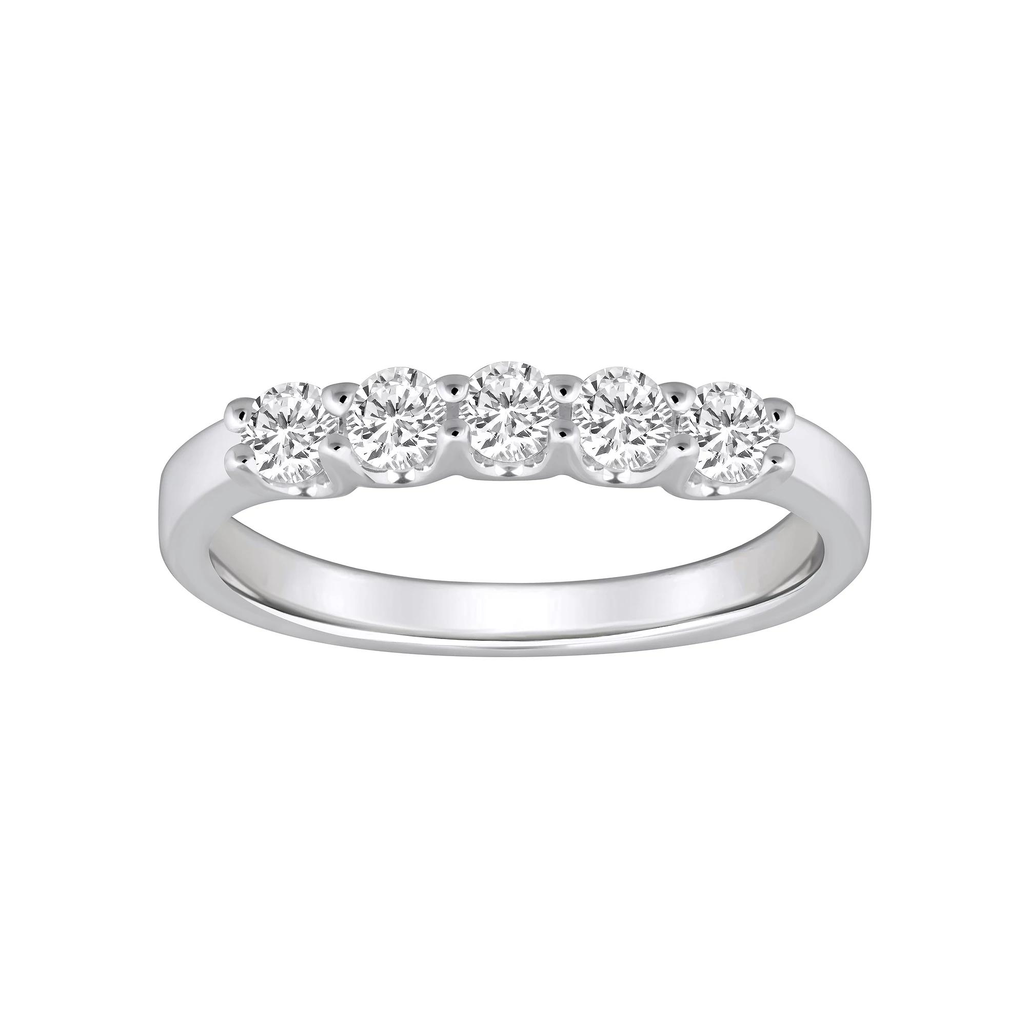 Alyson Layne 14k Gold 1/2 Carat T.W. Diamond 5-Stone Wedding Band, Women's, Size: 7, White Product Image