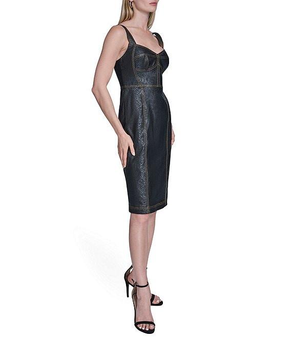 BCBG Sleeveless Sweetheart Neckline Stretch Denim Dress Product Image