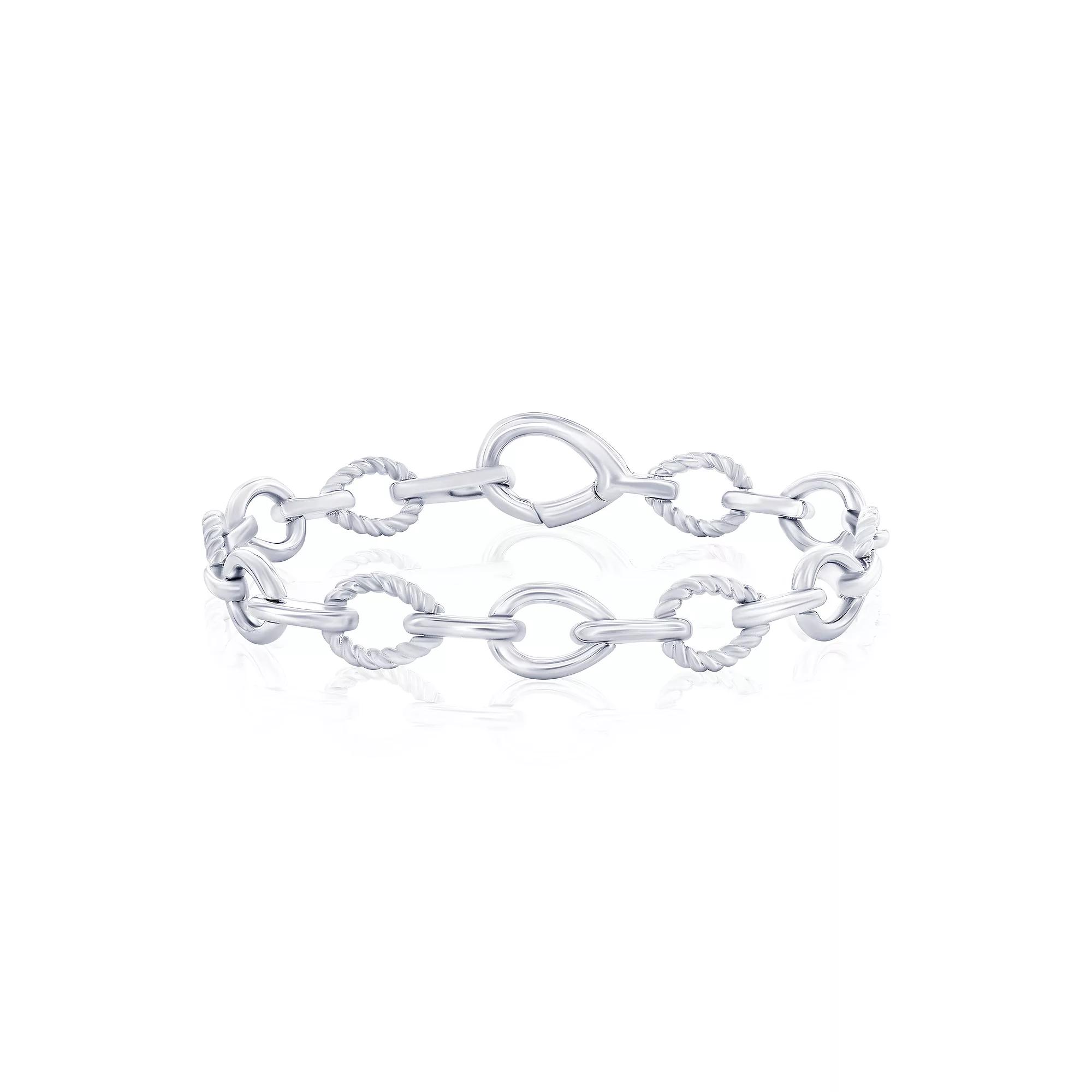 Argento Bella Sterling Silver Alternating Link Bracelet, Women's, Size: 7" Product Image