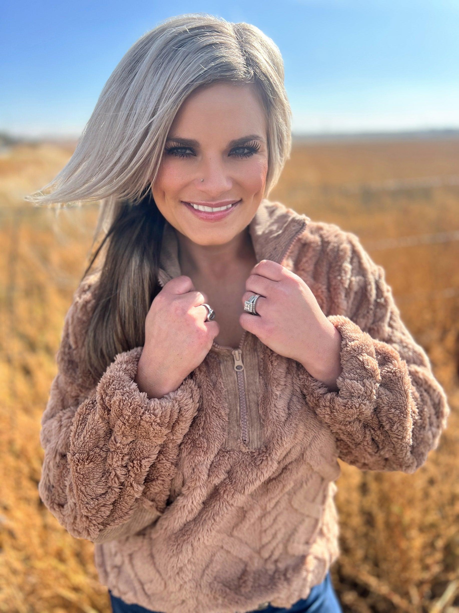 Fuzzy Fleece Cozy Cable Pattern Pullover* Product Image