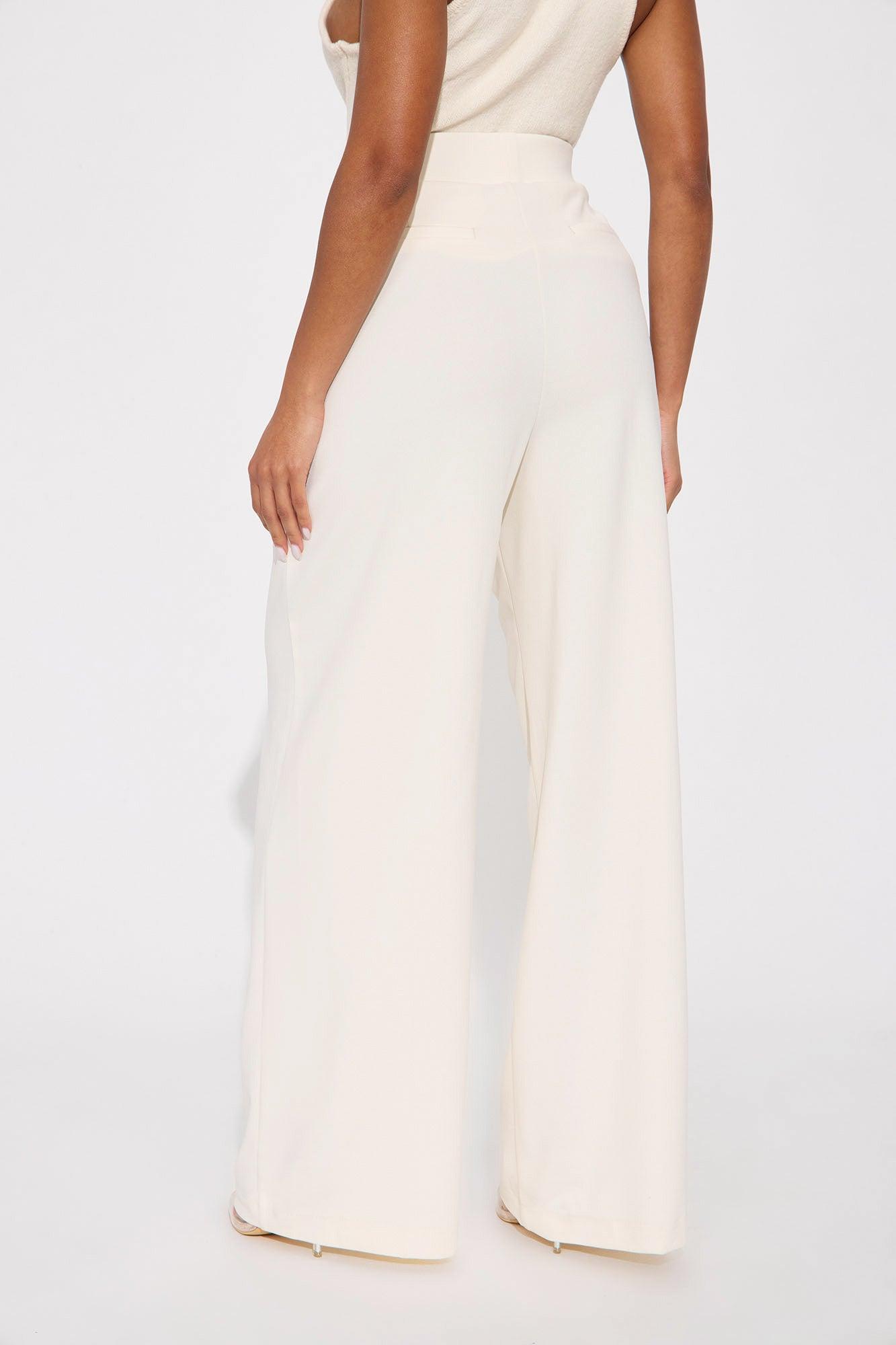 Office Mood Wide Leg Trouser - Cream Female Product Image