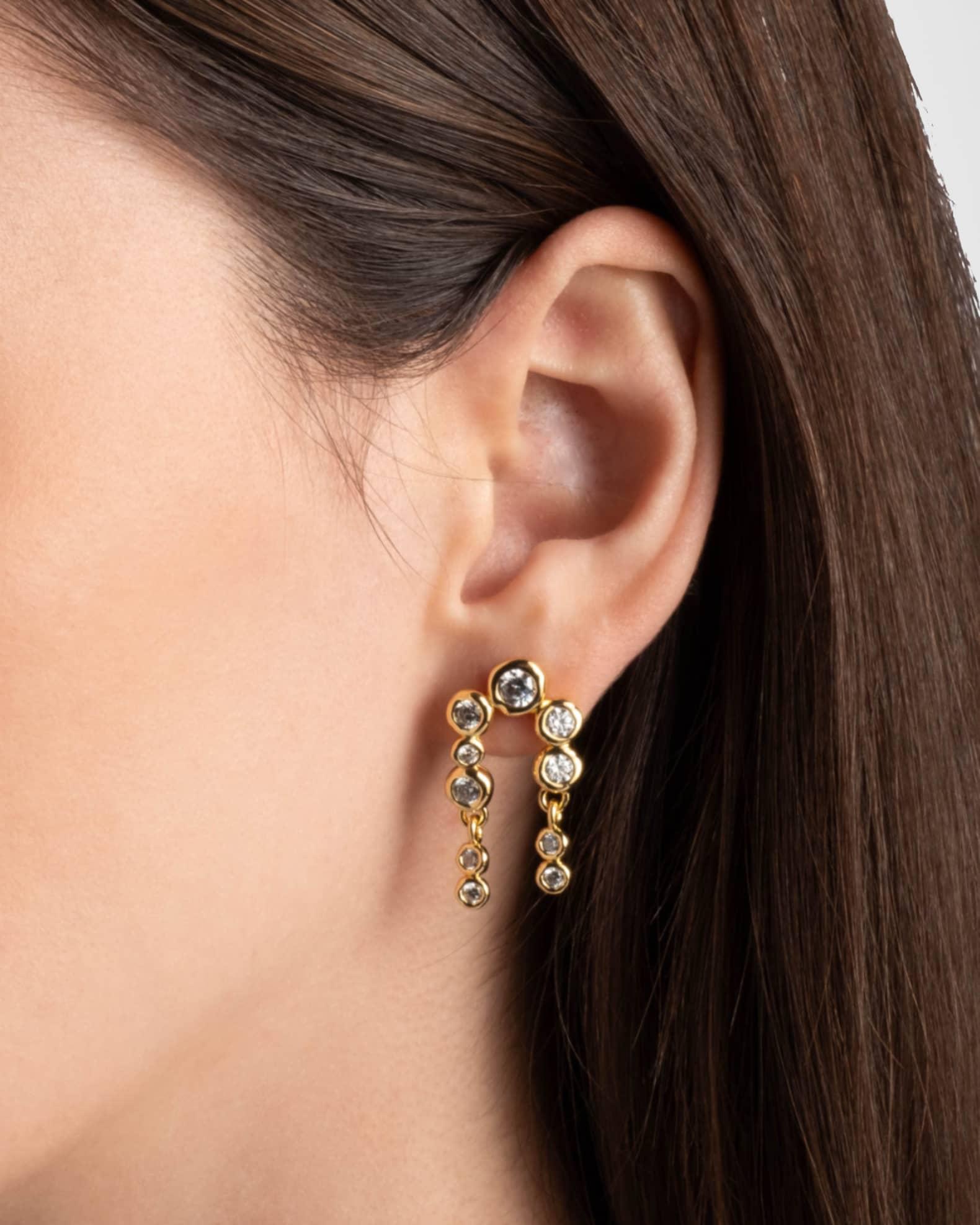 Asterales Gold CZ Arched Post Earrings Product Image