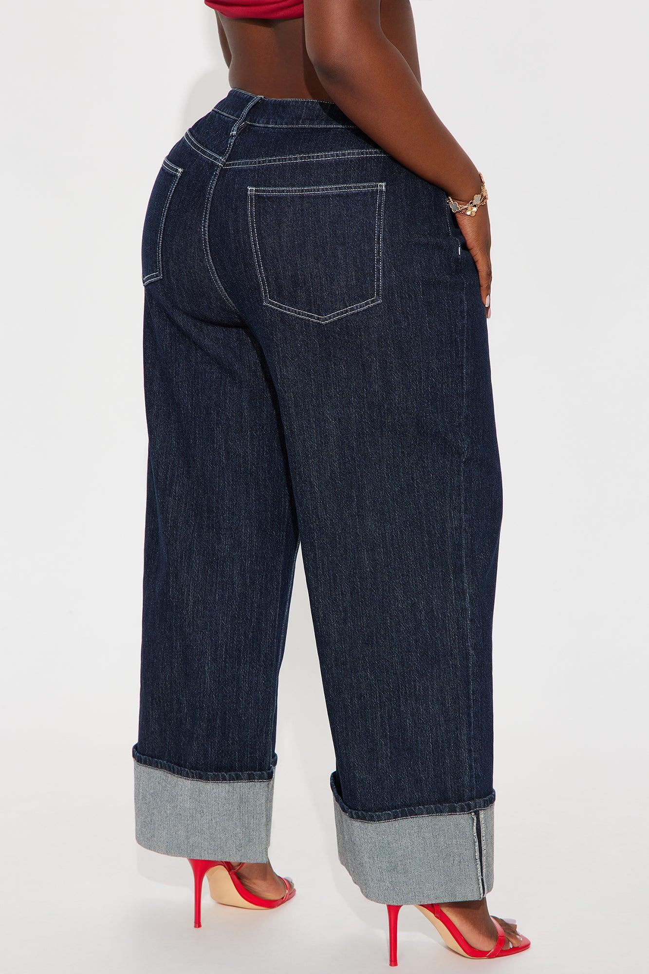 Central Park Cuffed Wide Leg Jeans - Dark Wash Female Product Image