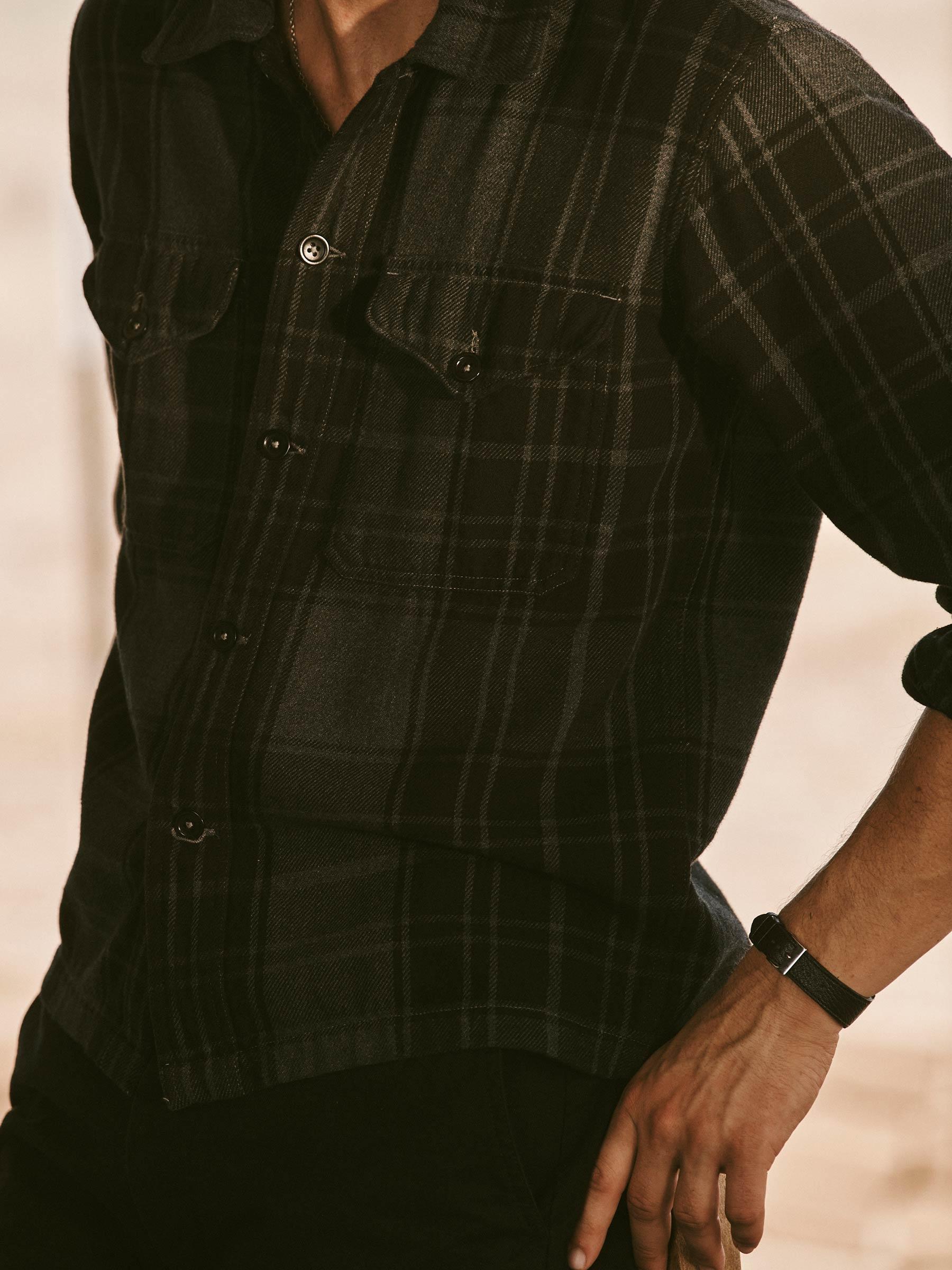 Charcoal / Black Plaid Blanket Flannel Field Jacket Product Image