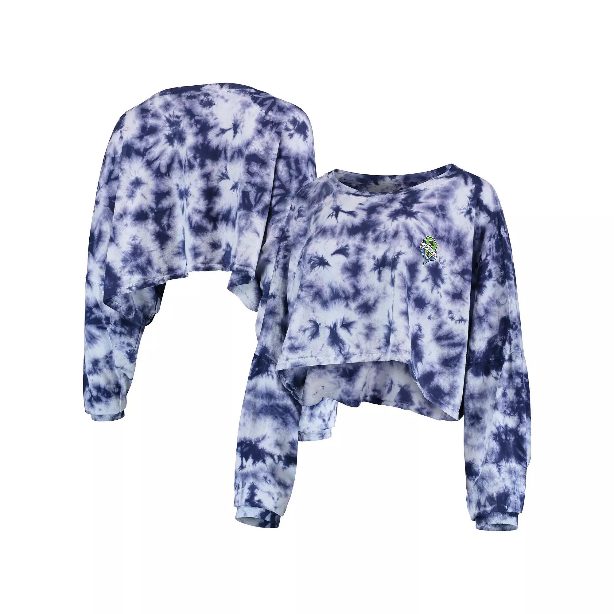 Women's ZooZatz Navy Seattle Sounders FC Oversized Cloud-Dye Long Sleeve T-Shirt, Size: Medium, Blue Product Image