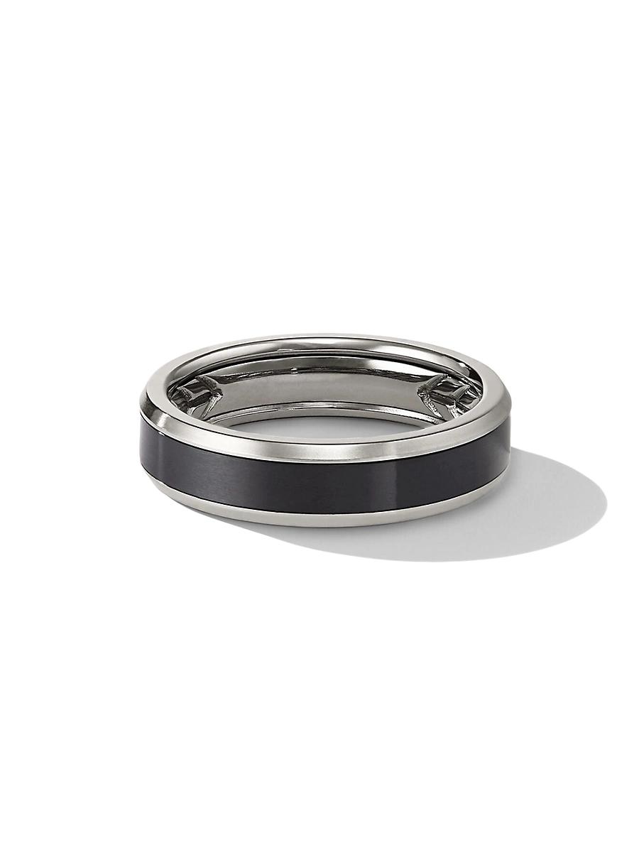 Mens Beveled Band Ring in Grey Titanium with Black Titanium Product Image
