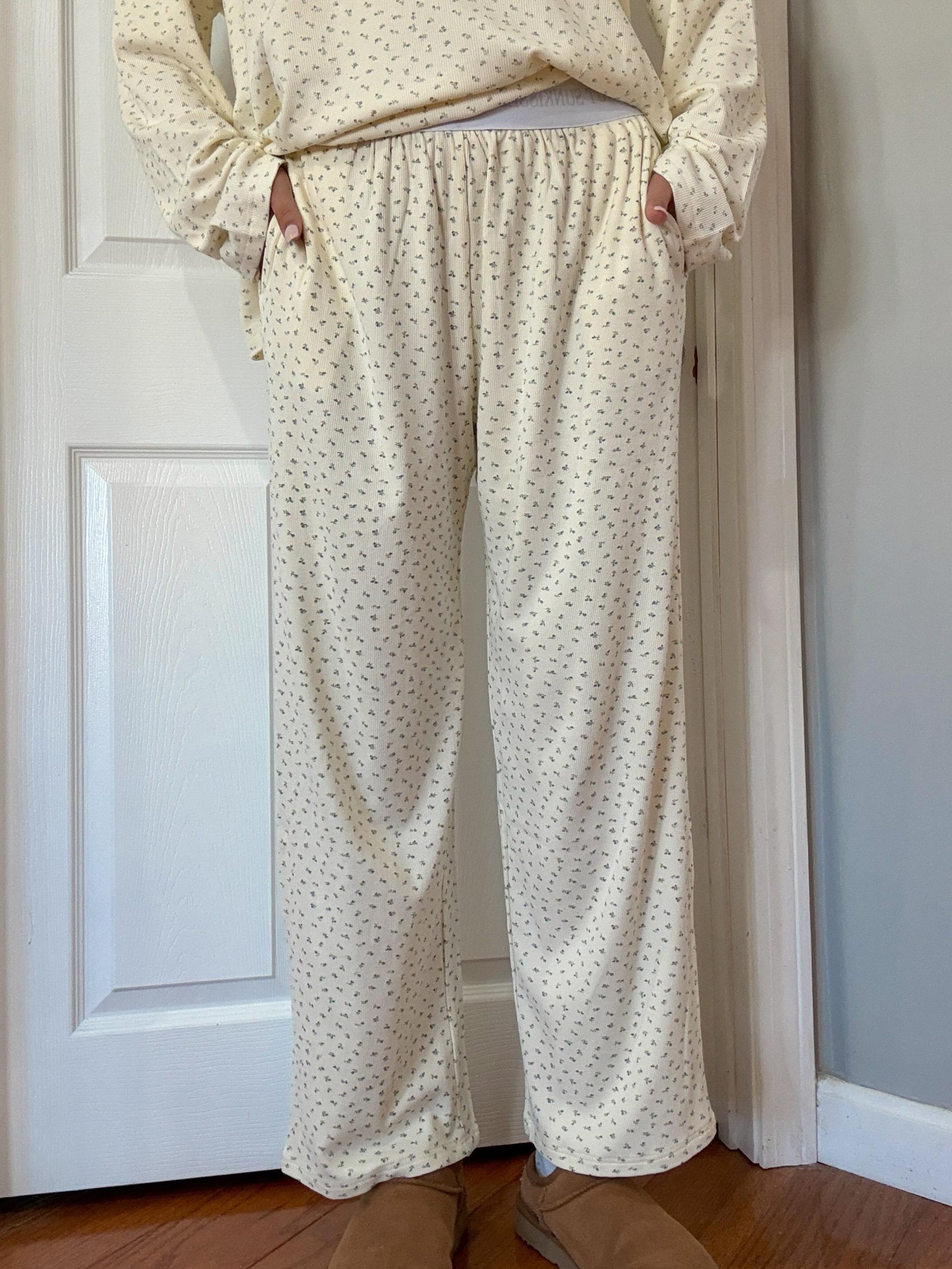 Pale Floral Pajama Pants Product Image