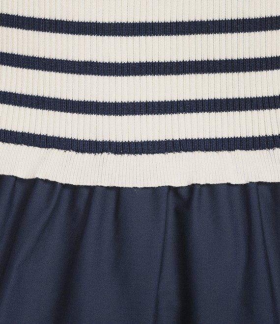 Skies Are Blue Striped Mixed Media Sleeveless Crew Neck Midi Dress Product Image