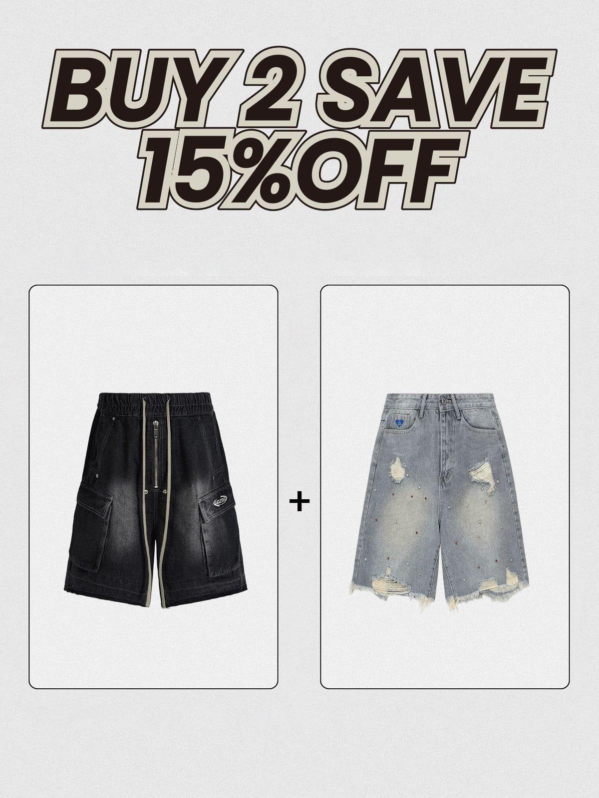 Aelfric Eden Drawstring Decorative Zipper Jorts Product Image