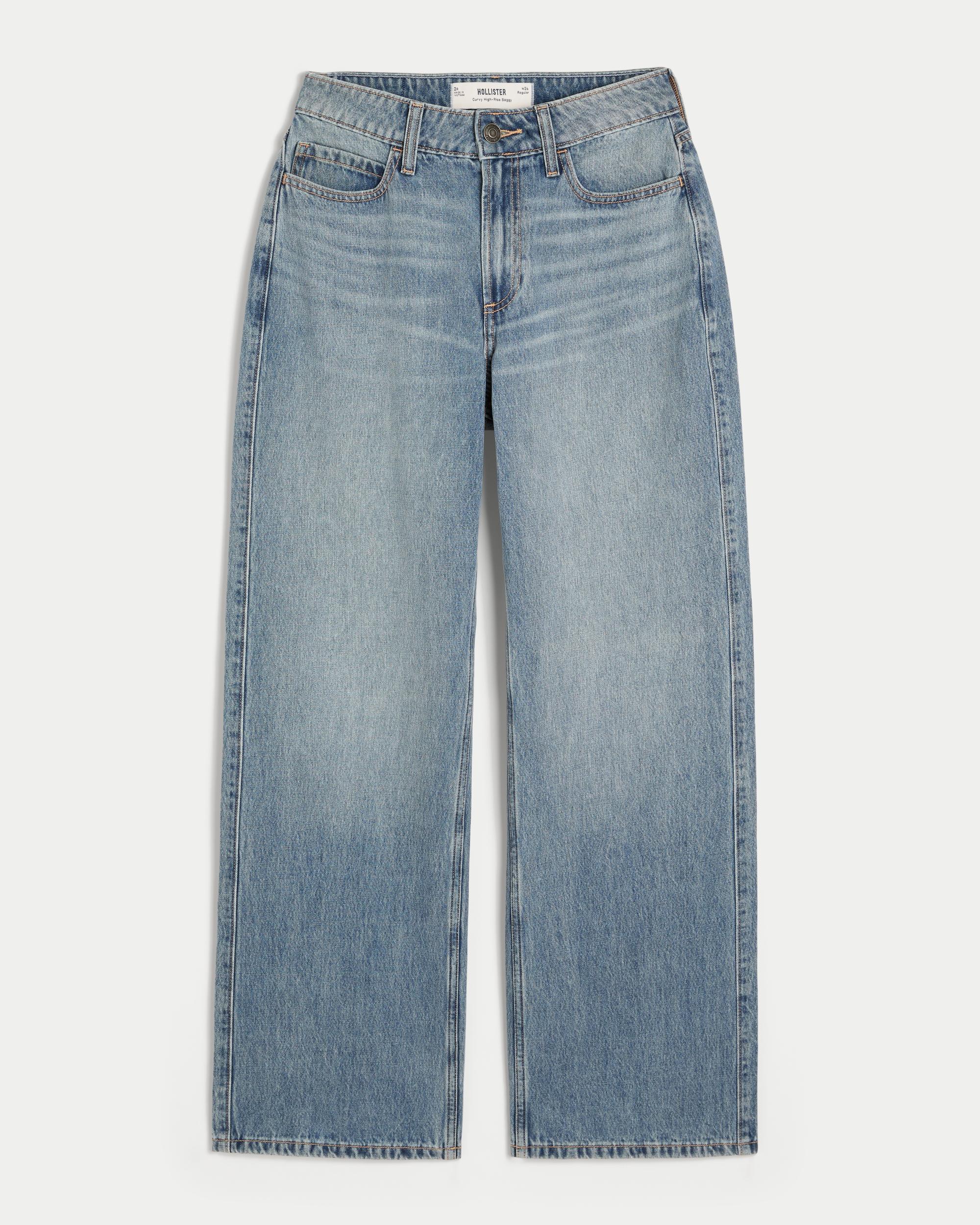 Curvy High-Rise Medium Wash Baggy Jeans Product Image