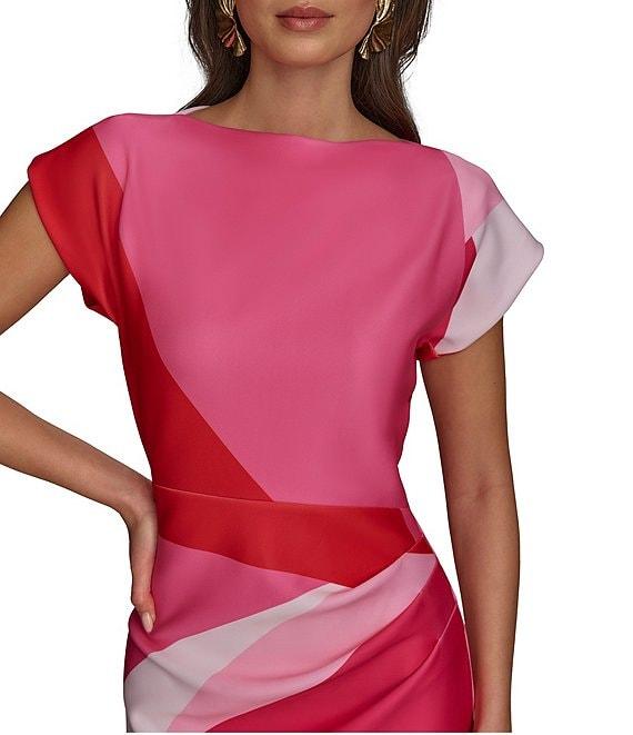 Donna Karan Scuba Boatneck Cap Sleeve Midi Sheath Dress Product Image